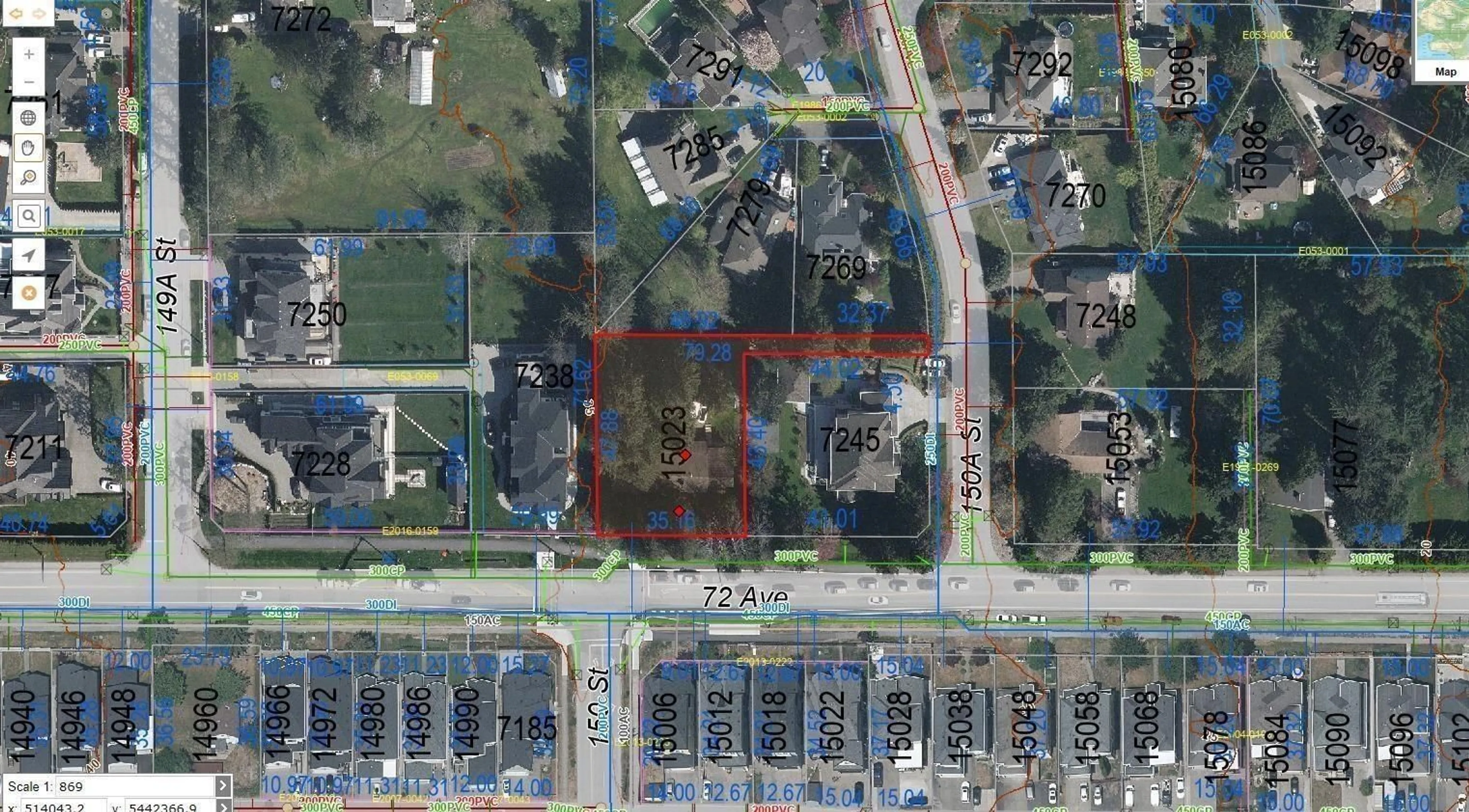 A pic from outside/outdoor area/front of a property/back of a property/a pic from drone, street for 15023 72 AVENUE, Surrey British Columbia V3S2G3
