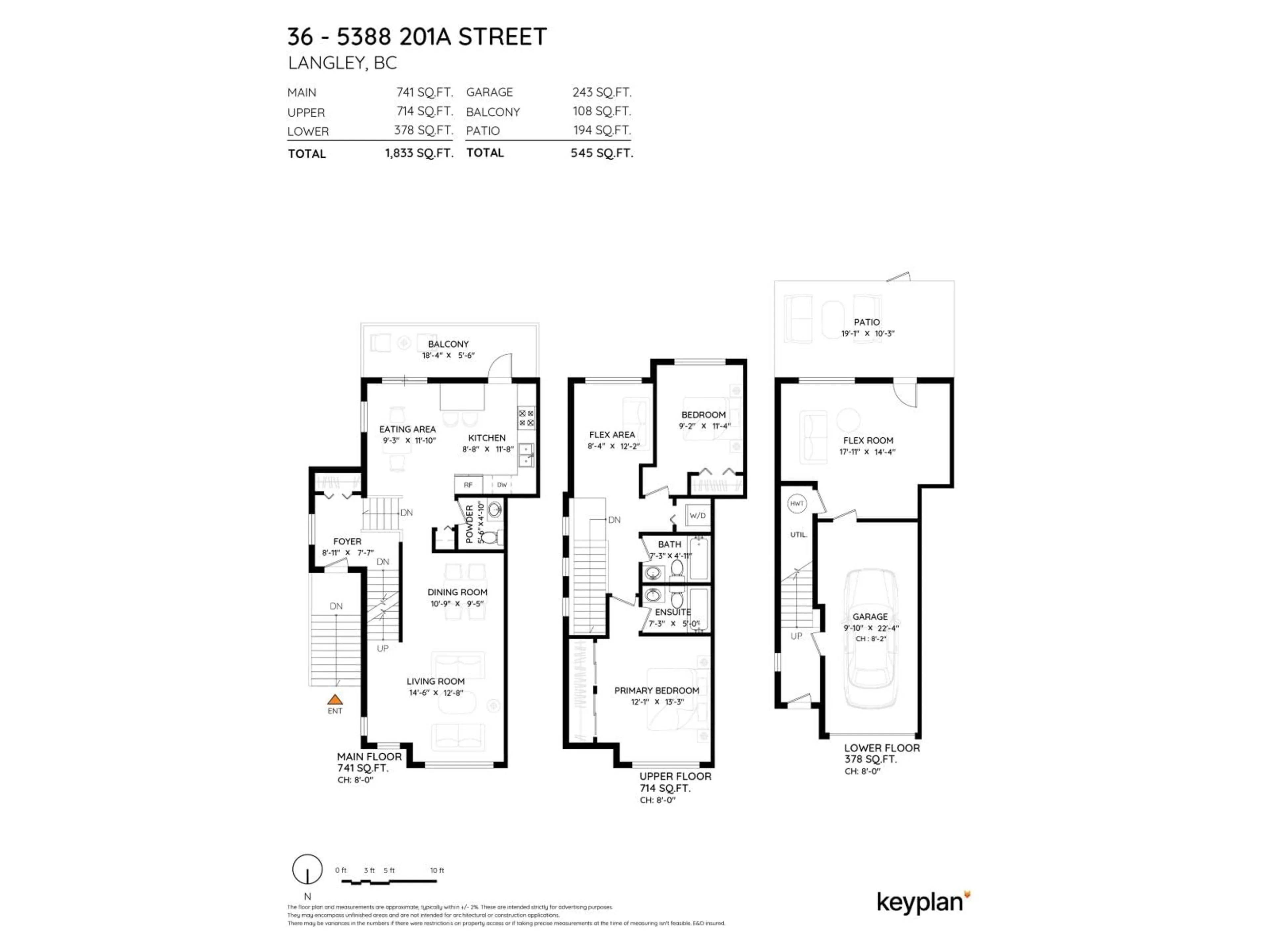 Floor plan for 36 - 5388 201A STREET, Langley British Columbia V3A1S6