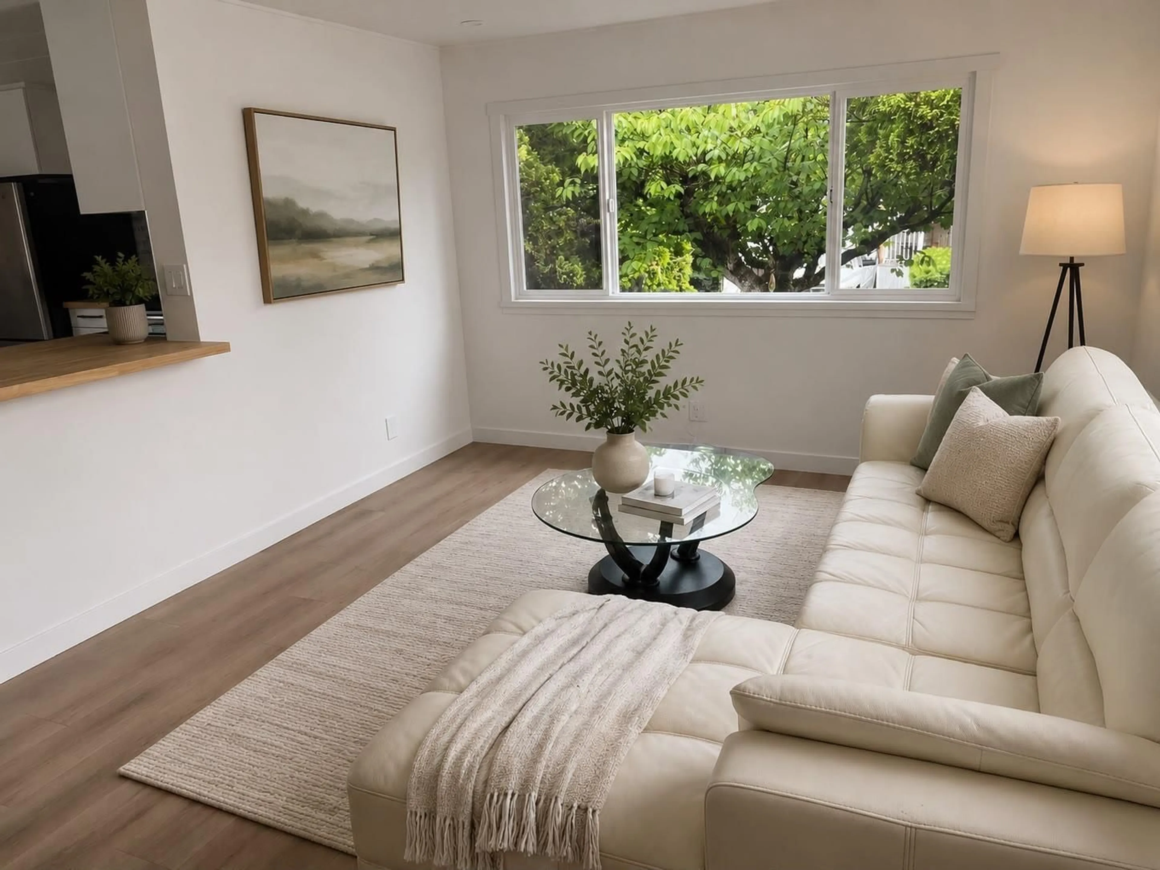 Living room with furniture, wood/laminate floor for 19 - 13650 80 AVENUE, Surrey British Columbia V3W6J8