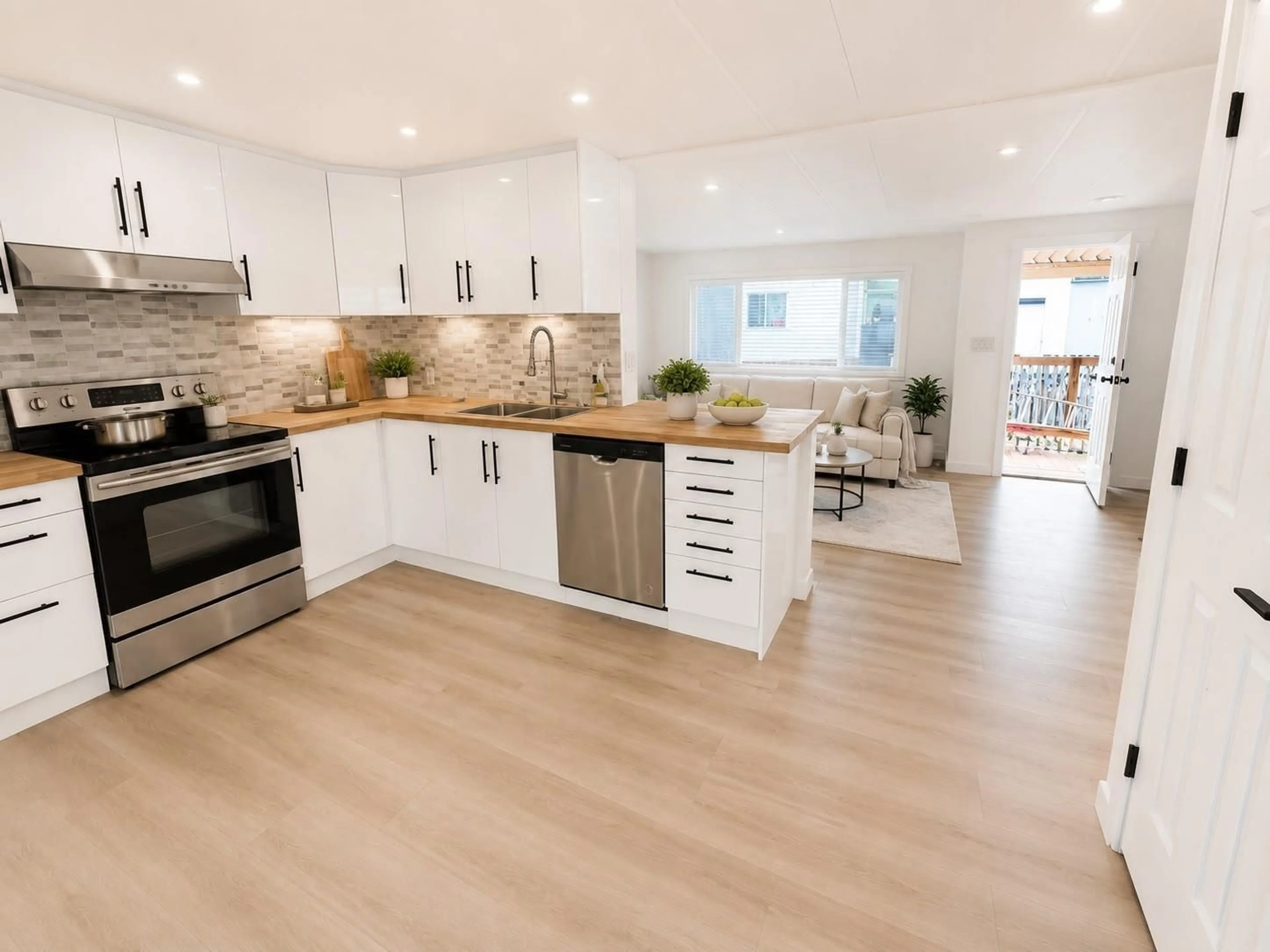 Open concept kitchen, wood/laminate floor for 19 - 13650 80 AVENUE, Surrey British Columbia V3W6J8