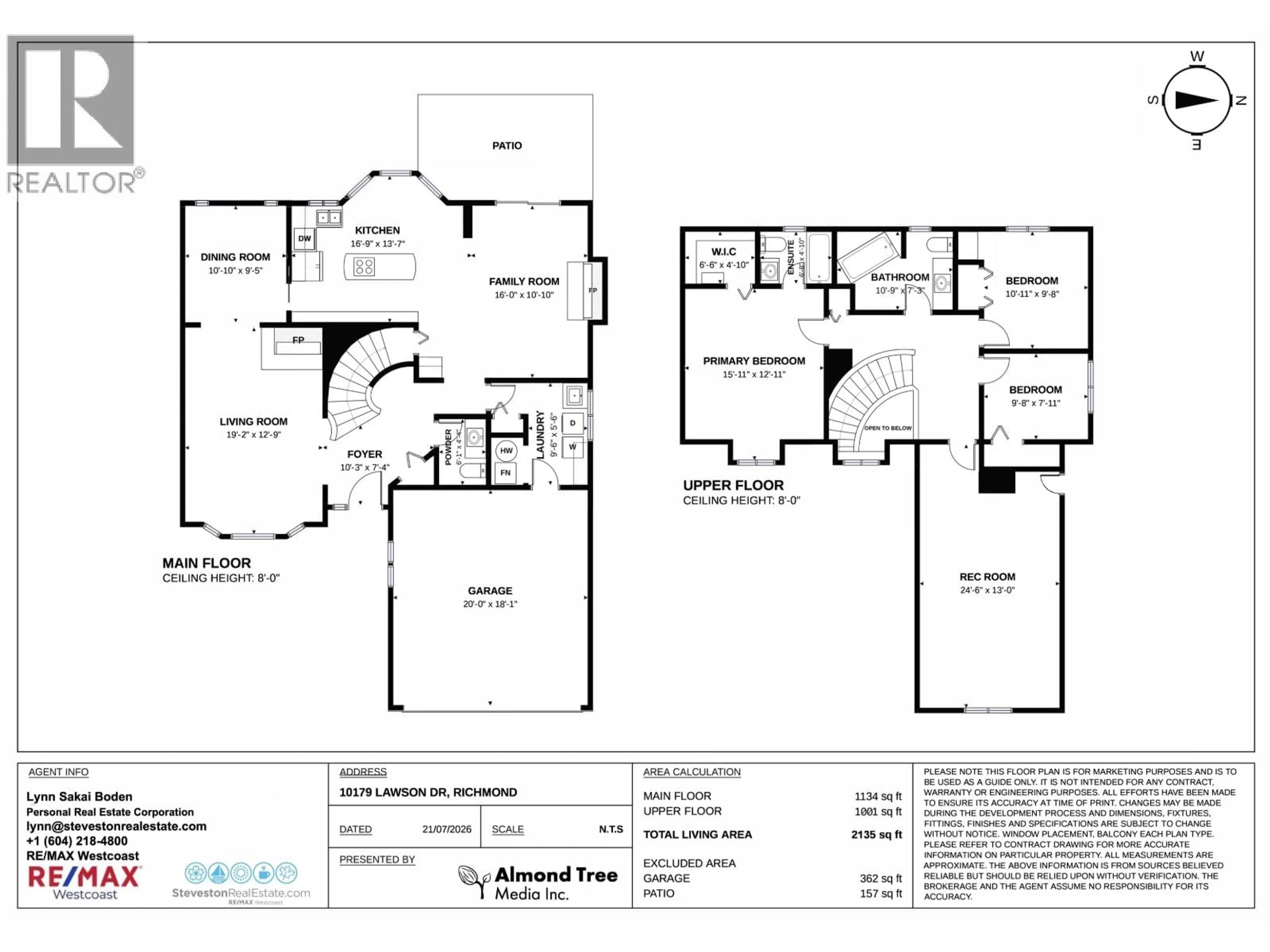 Floor plan for 10179 LAWSON DRIVE, Richmond British Columbia V7E5M2