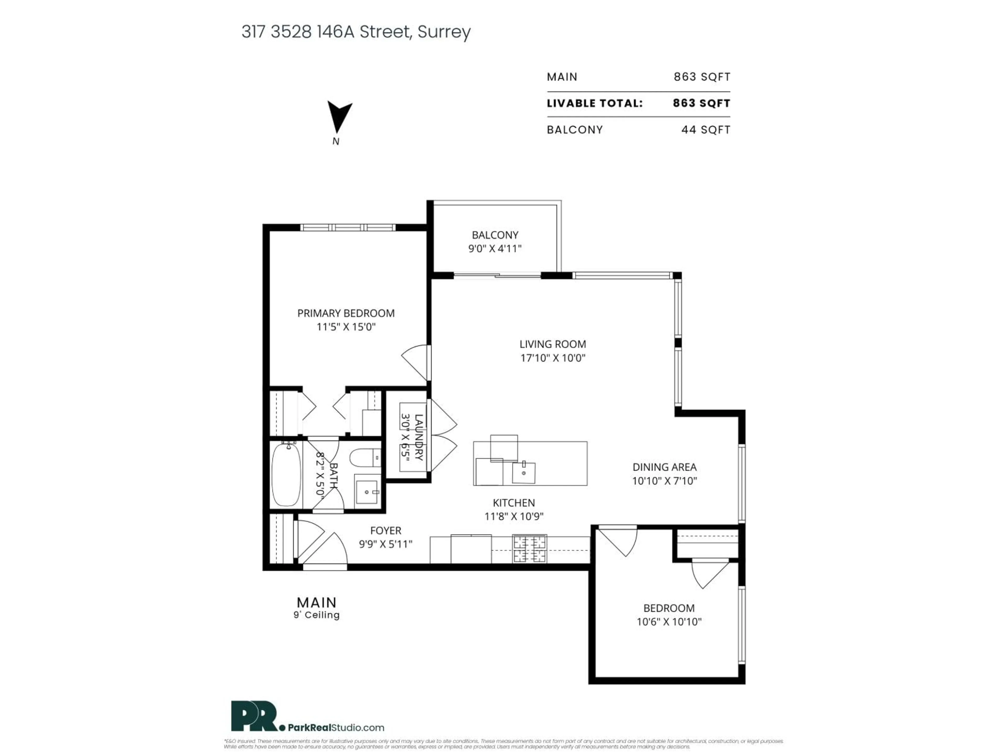 Floor plan for 317 - 3528 146A STREET, Surrey British Columbia V4P0H4