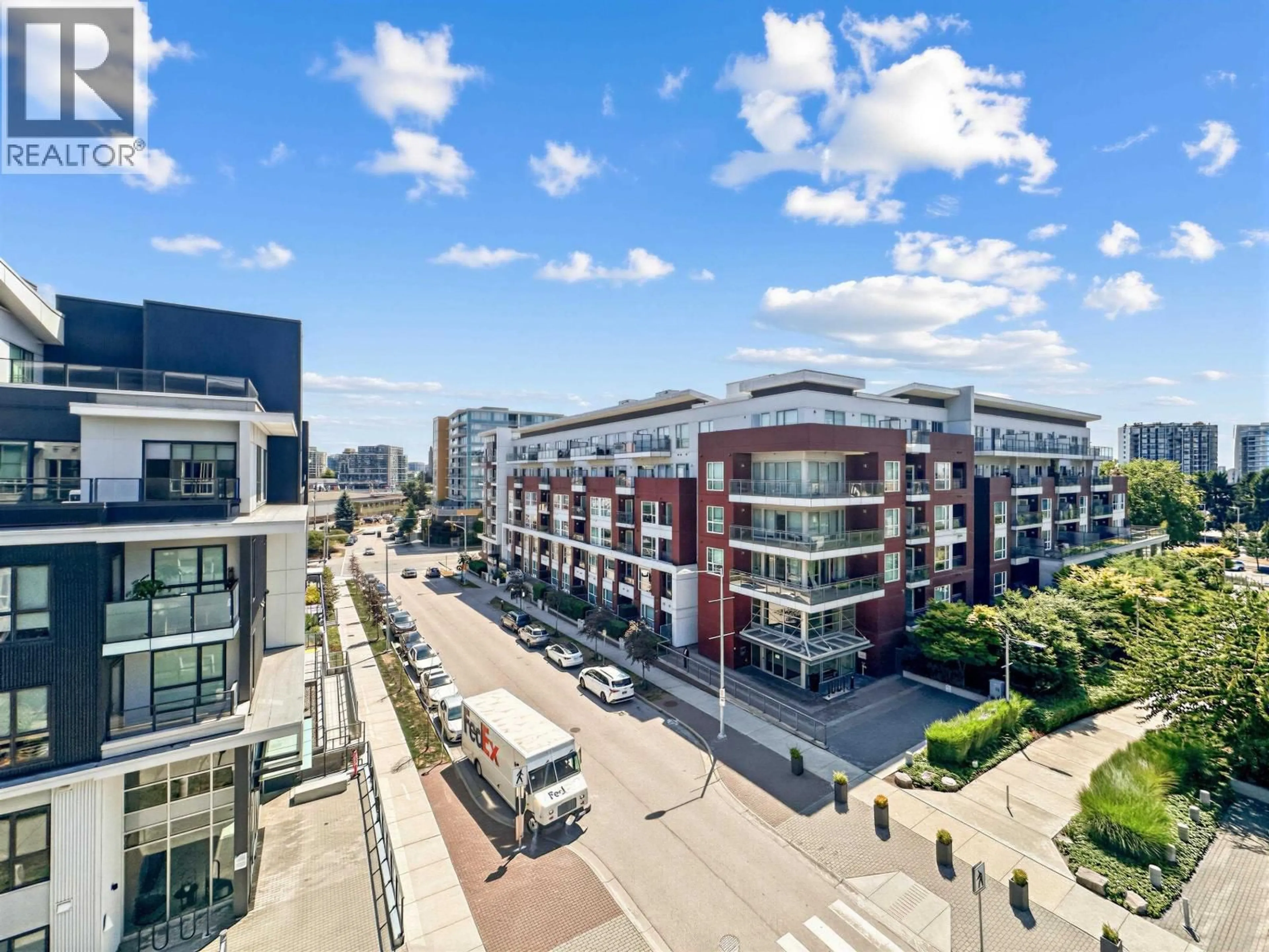 A pic from outside/outdoor area/front of a property/back of a property/a pic from drone, city buildings view from balcony for 617 - 7008 RIVER PARKWAY, Richmond British Columbia V6X0R1