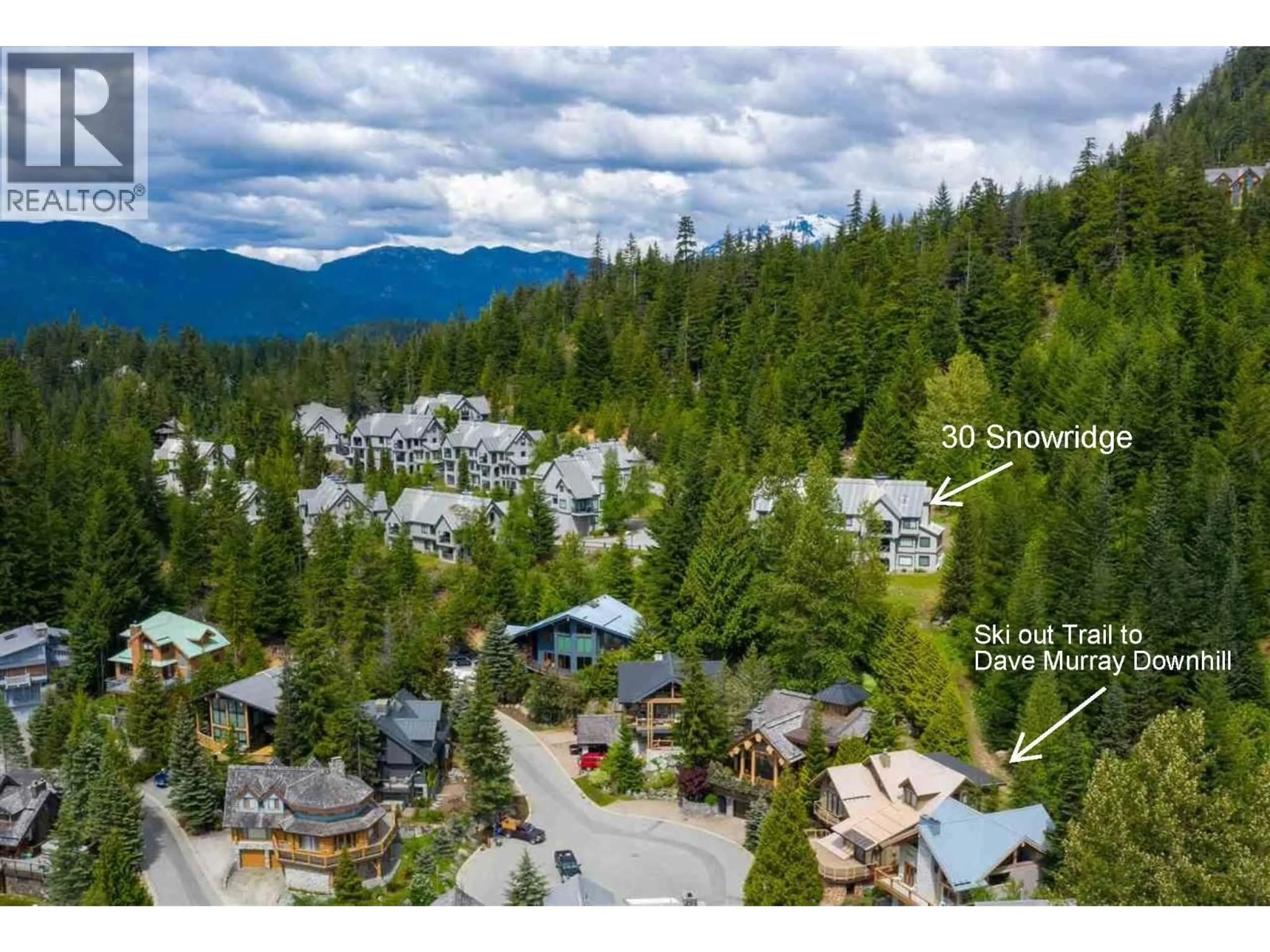 A pic from outside/outdoor area/front of a property/back of a property/a pic from drone, forest/trees view for 30 - 2544 SNOWRIDGE CIRCLE, Whistler British Columbia V8E0A6