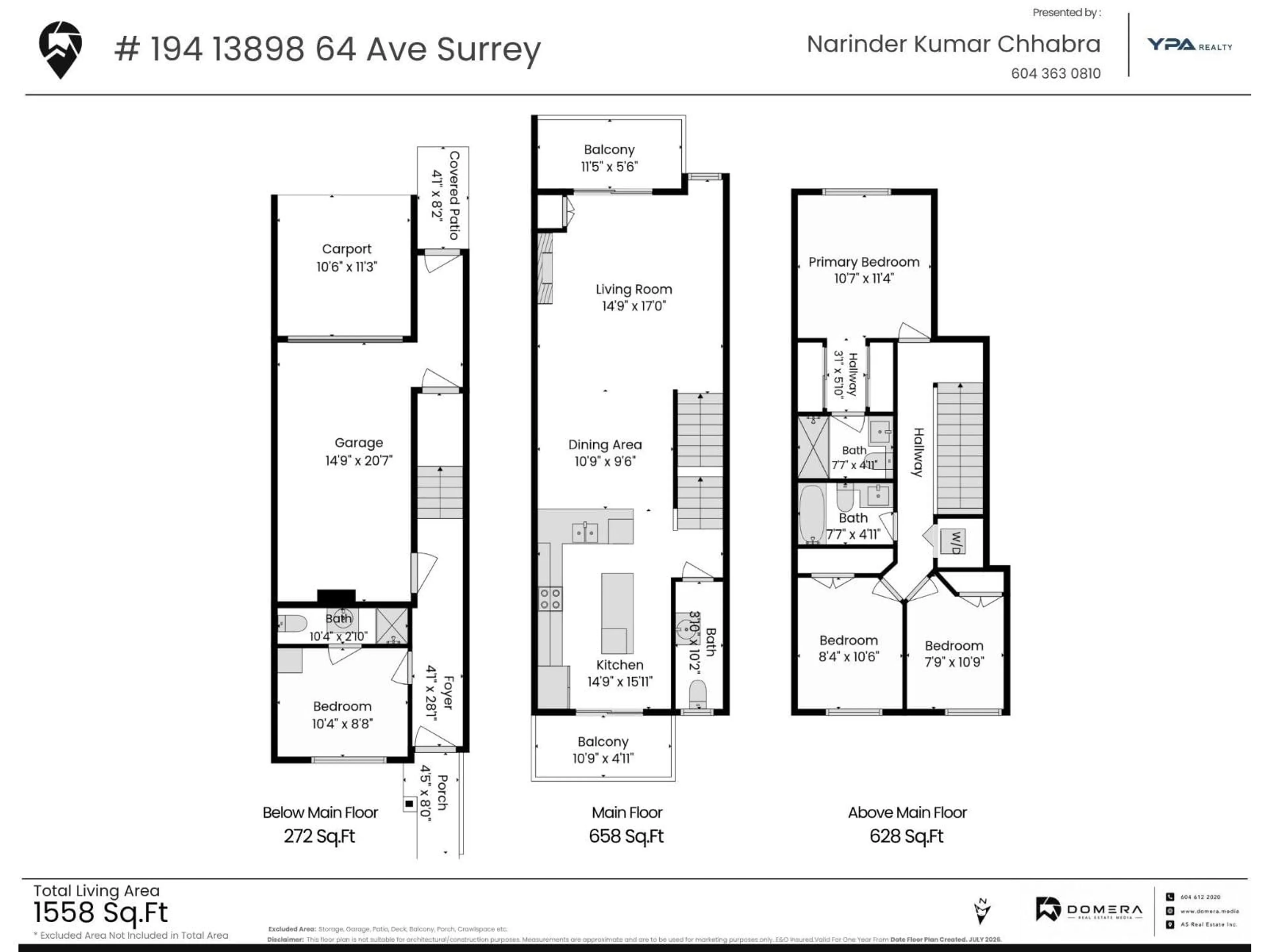 Floor plan for 194 - 13898 64 AVENUE, Surrey British Columbia V3W1L6