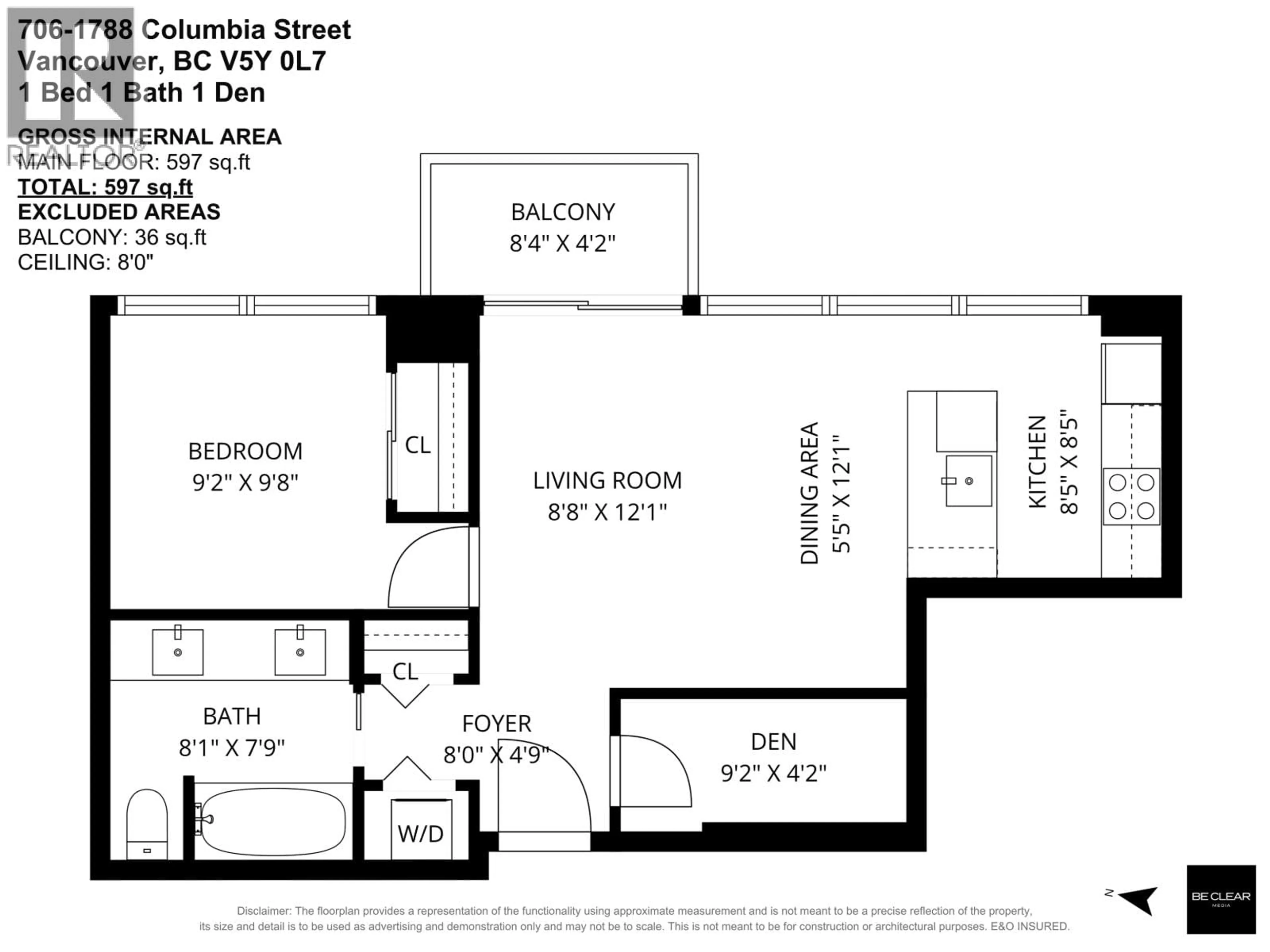 Floor plan for 706 - 1788 COLUMBIA STREET, Vancouver British Columbia V5Y0L7