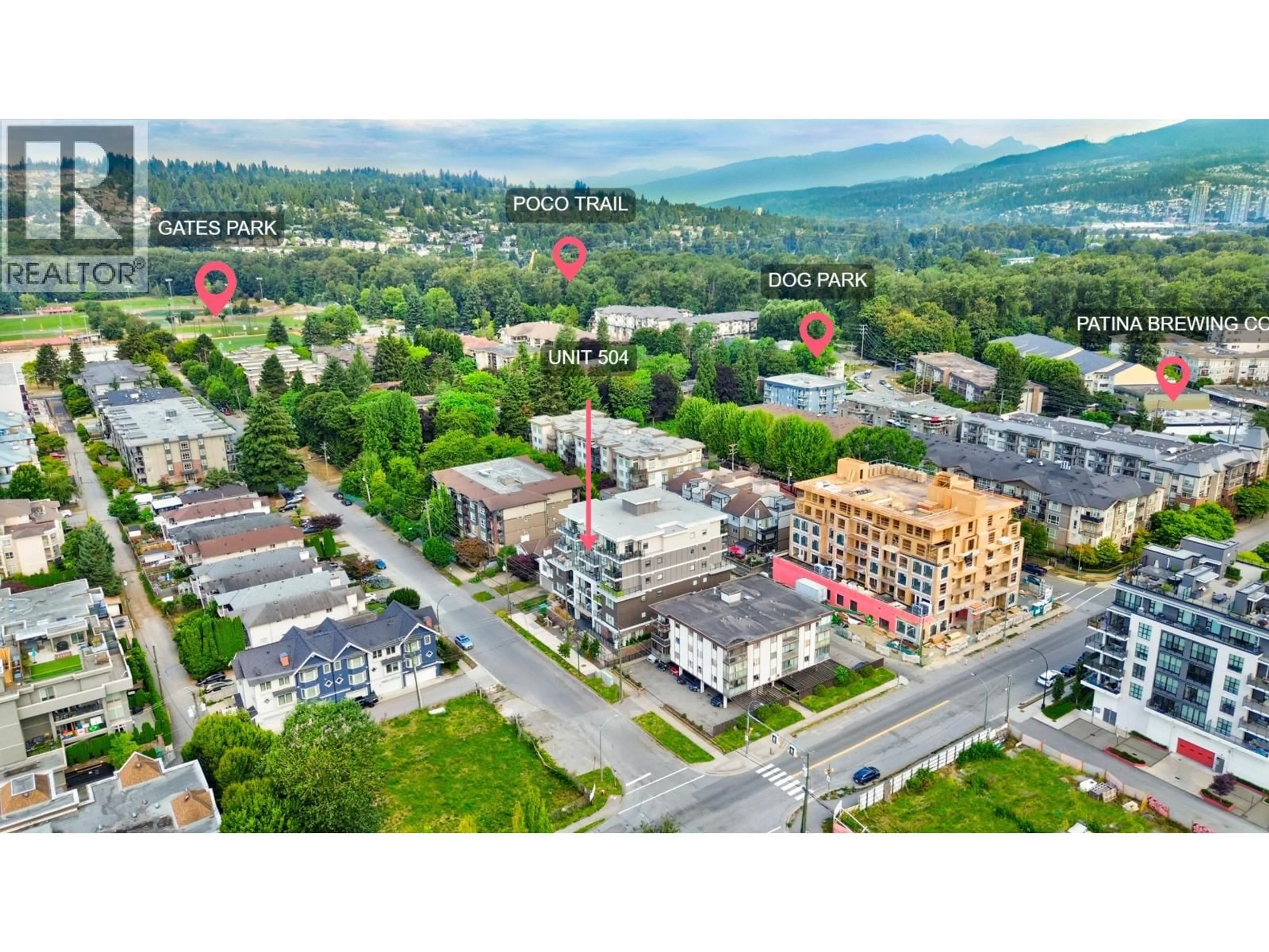 A pic from outside/outdoor area/front of a property/back of a property/a pic from drone, mountain view for 504 - 2331 KELLY AVENUE, Port Coquitlam British Columbia V3C1Y3