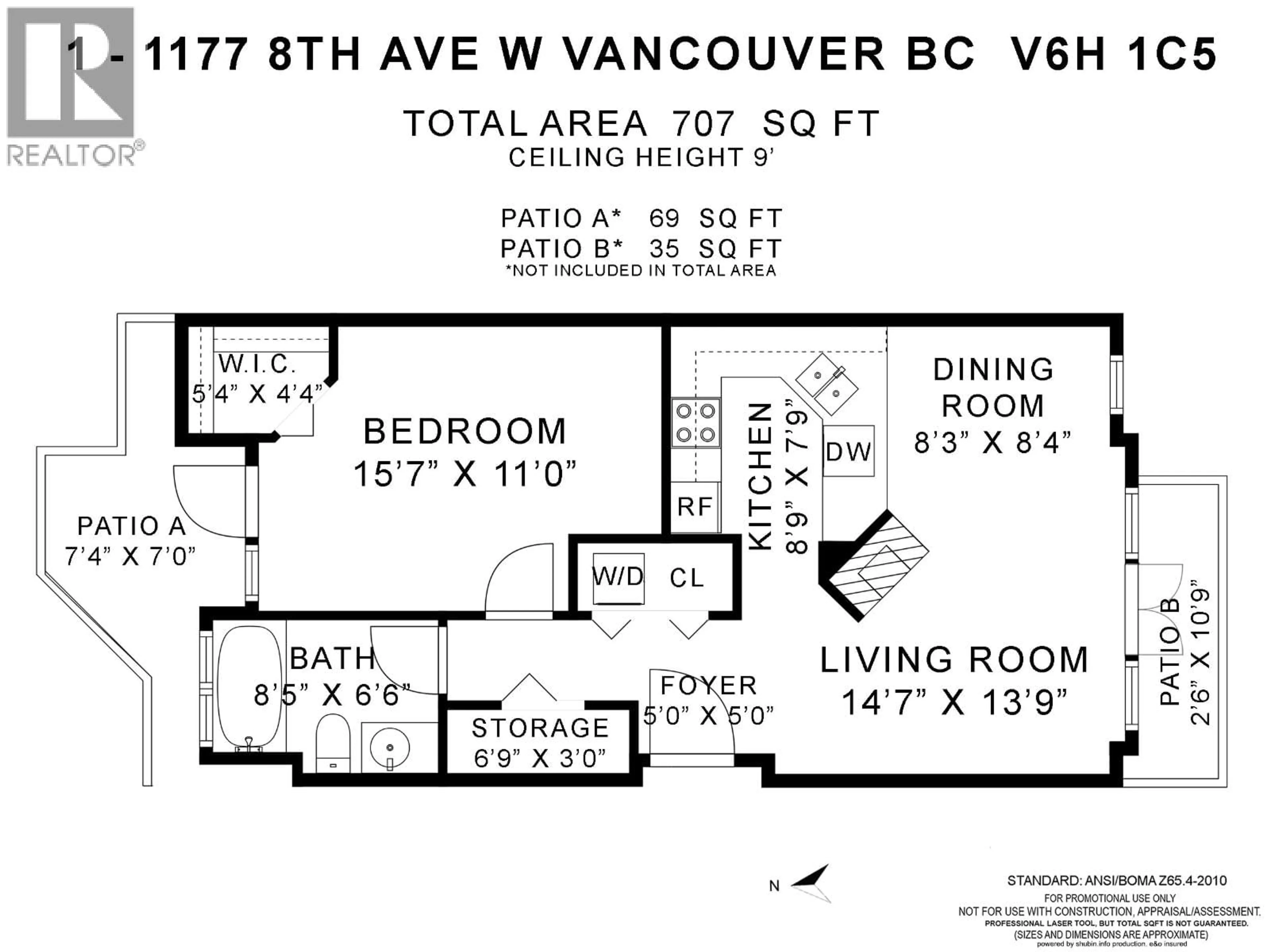 Floor plan for 1 - 1177 8TH AVENUE, Vancouver British Columbia V6H1C5