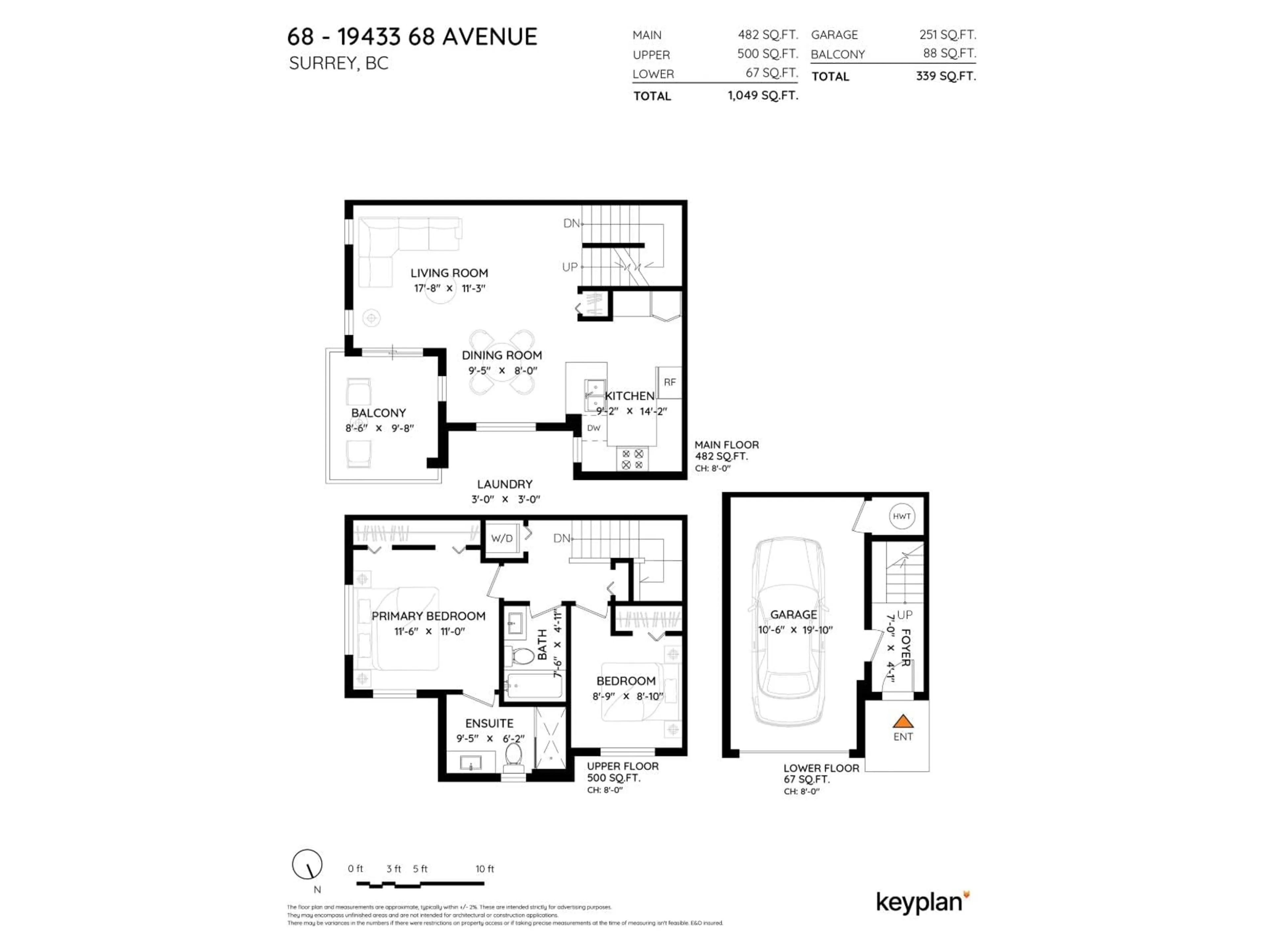 Floor plan for 68 - 19433 68 AVENUE, Surrey British Columbia V4N6M8