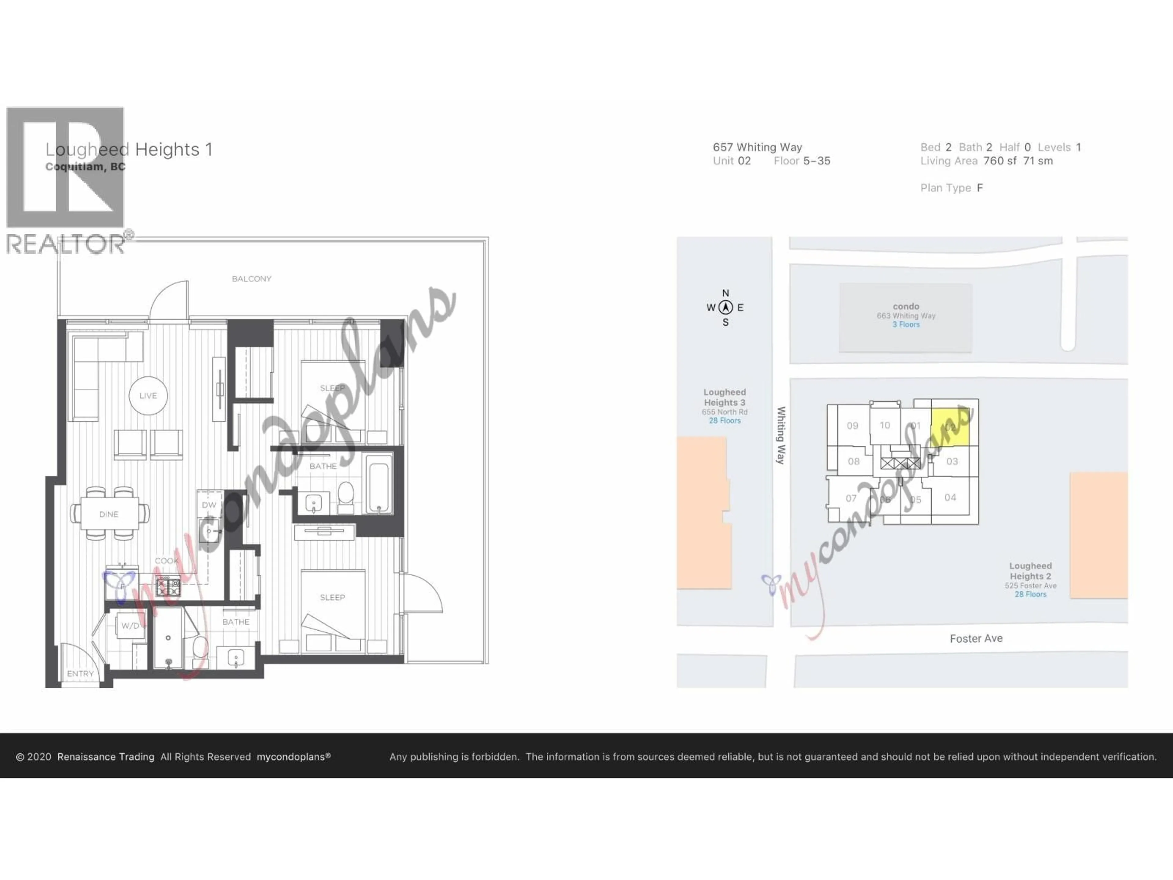 Floor plan for 2802 - 657 WHITING WAY, Coquitlam British Columbia V3J0J6