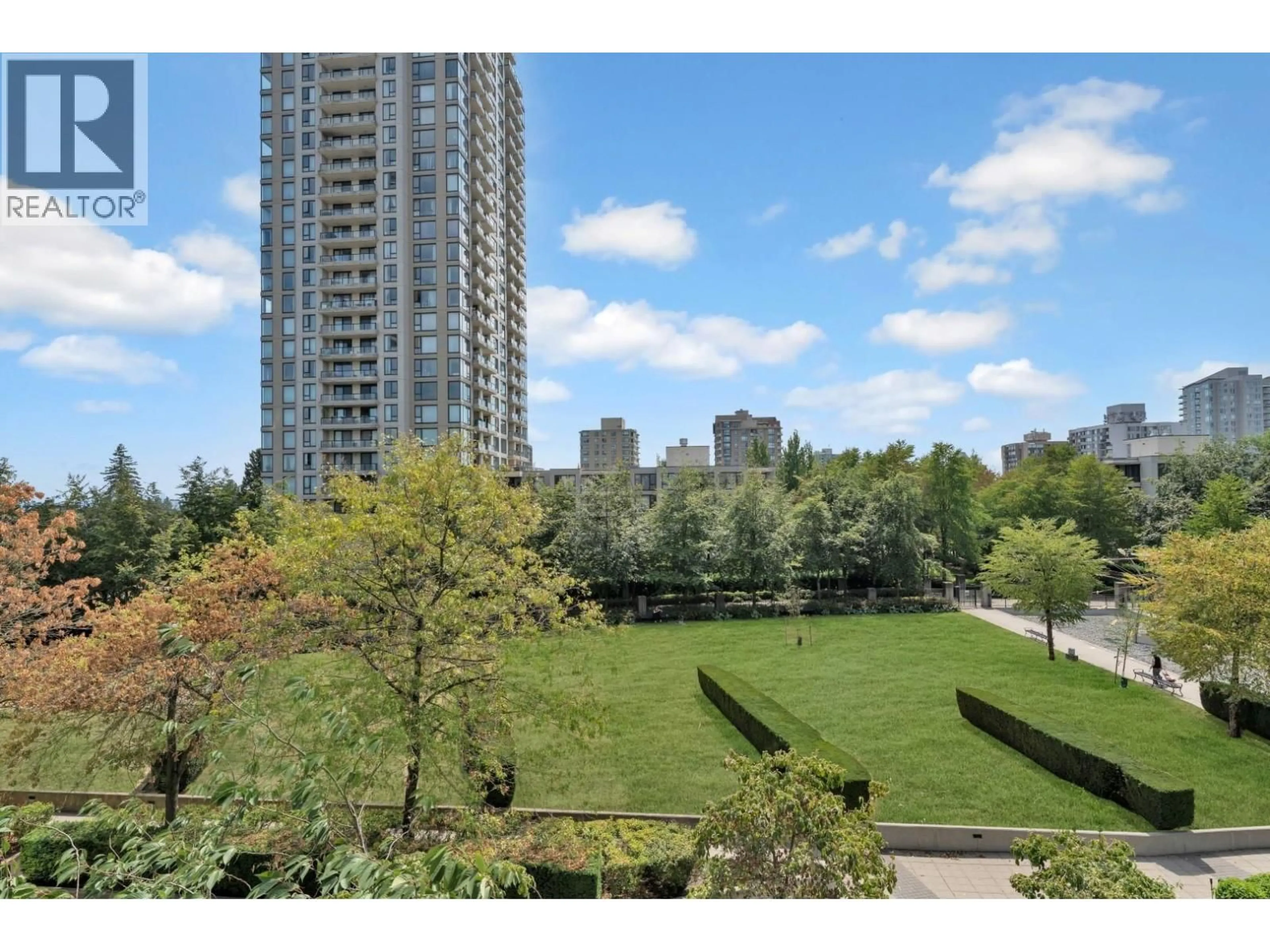 Patio, city buildings view from balcony for 405 - 7138 COLLIER STREET, Burnaby British Columbia V5E0A2