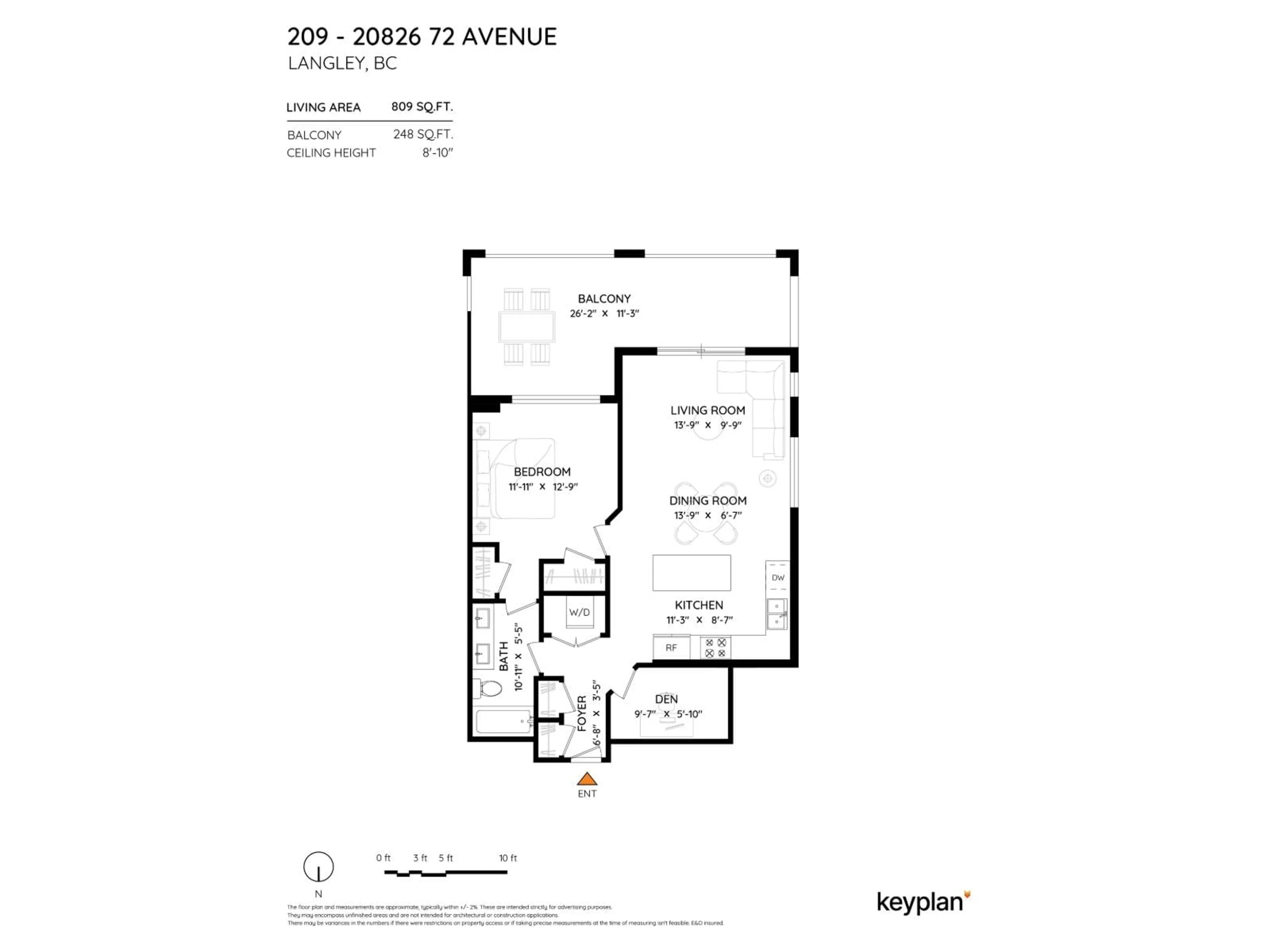 Floor plan for 209 - 20826 72 AVENUE, Langley British Columbia V2Y0Z9