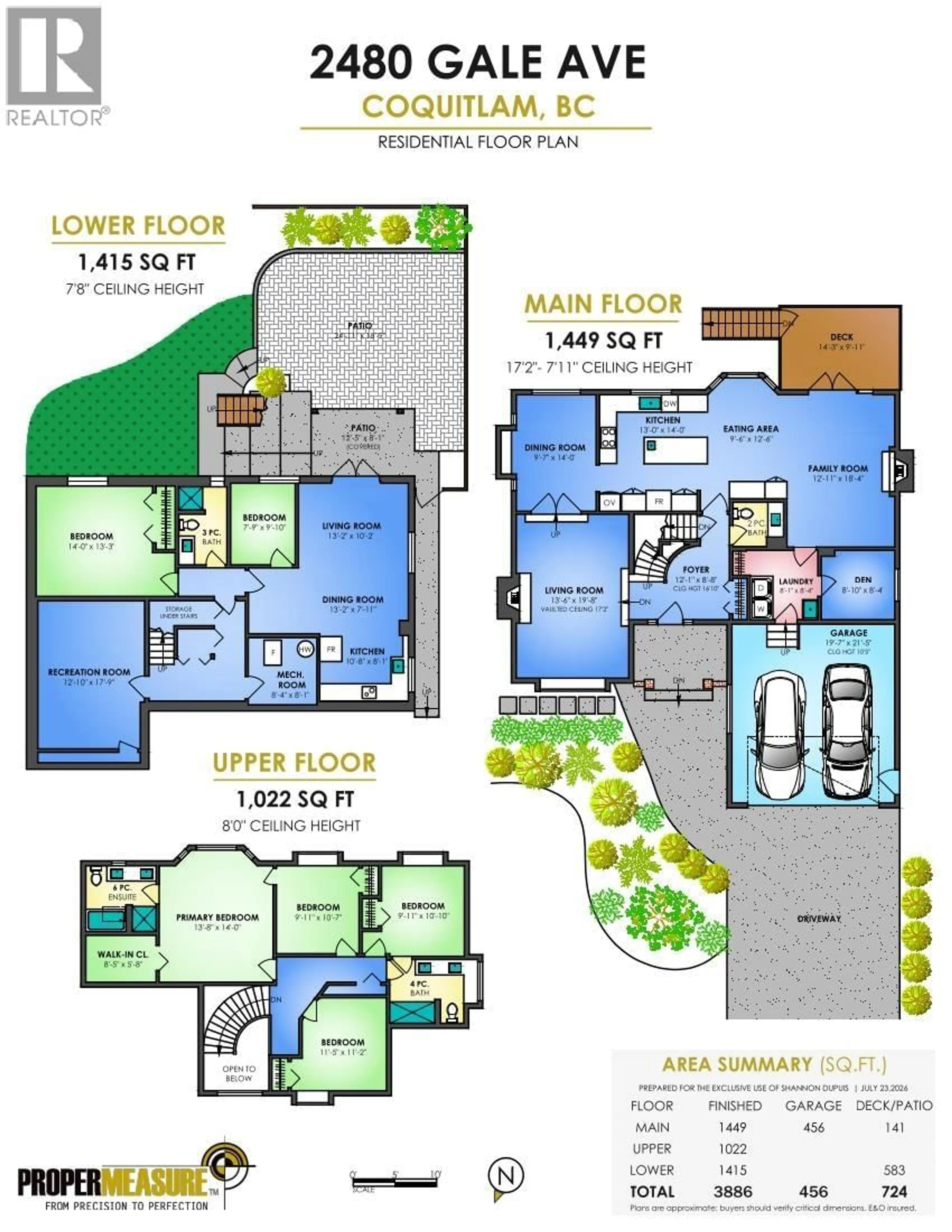 Floor plan for 2480 GALE AVENUE, Coquitlam British Columbia V3K6B6