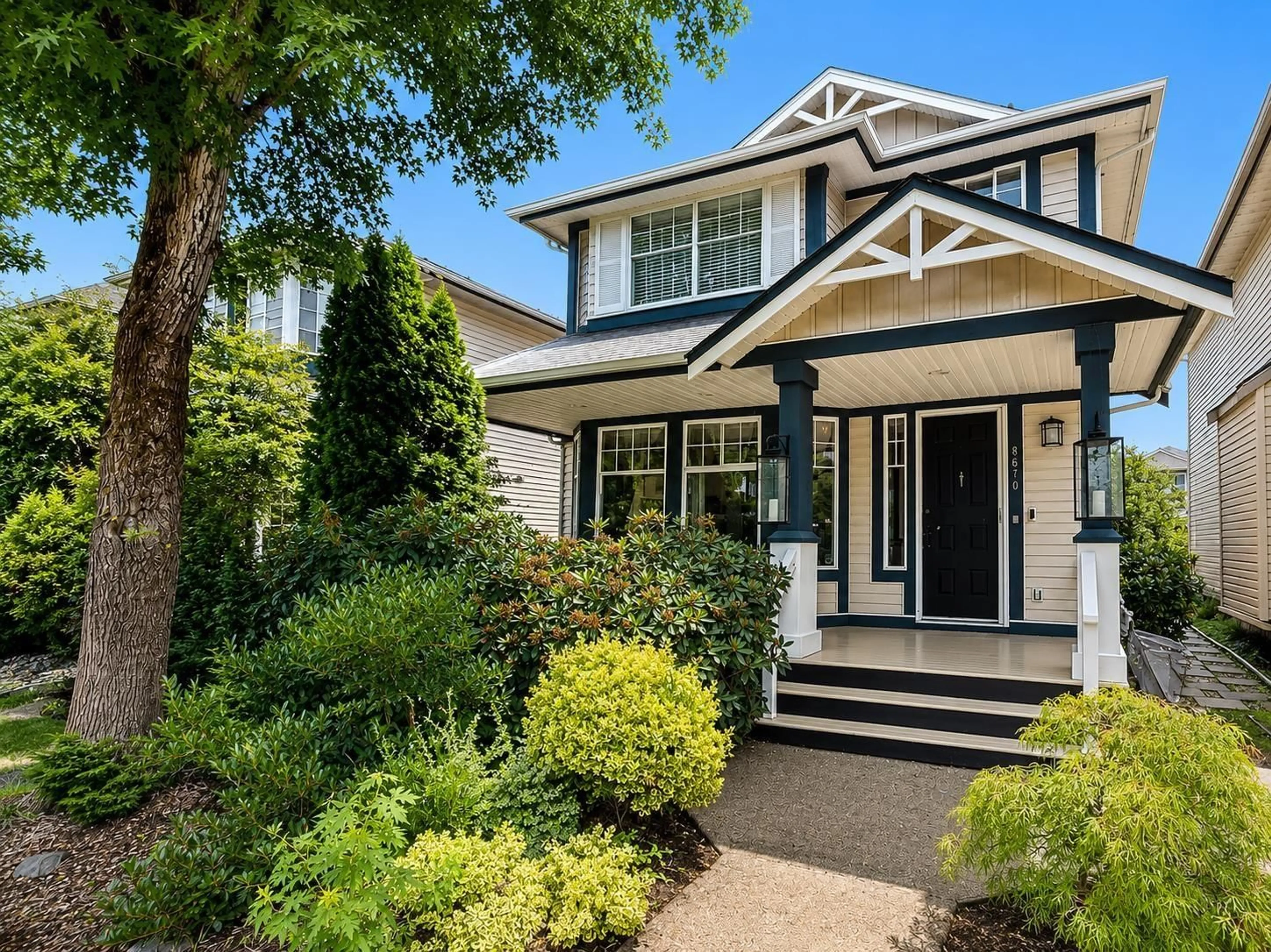 Home with vinyl exterior material, street for 8670 206B STREET, Langley British Columbia V1M3X5