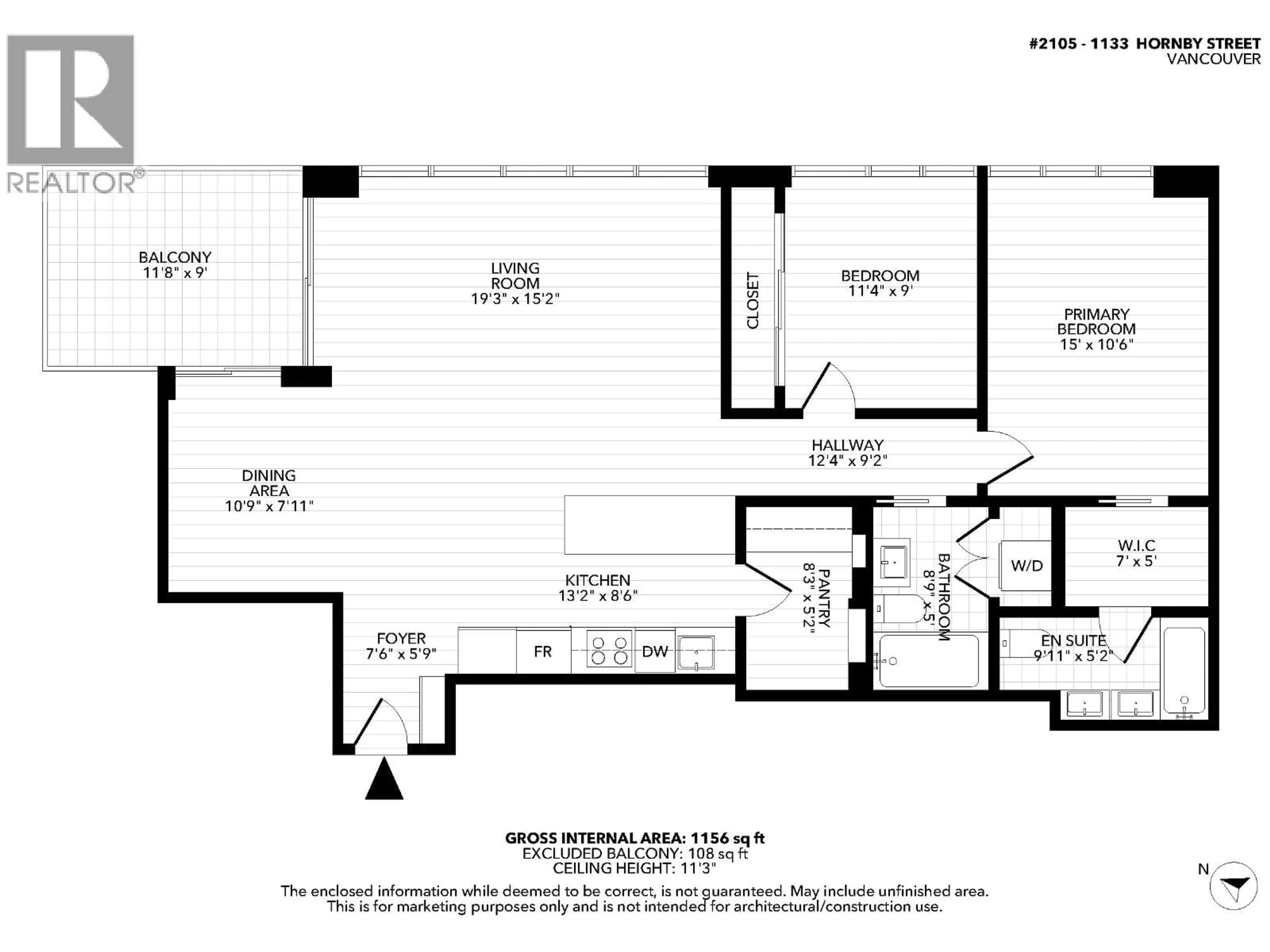Floor plan for 2105 - 1133 HORNBY STREET, Vancouver British Columbia V6Z1W1