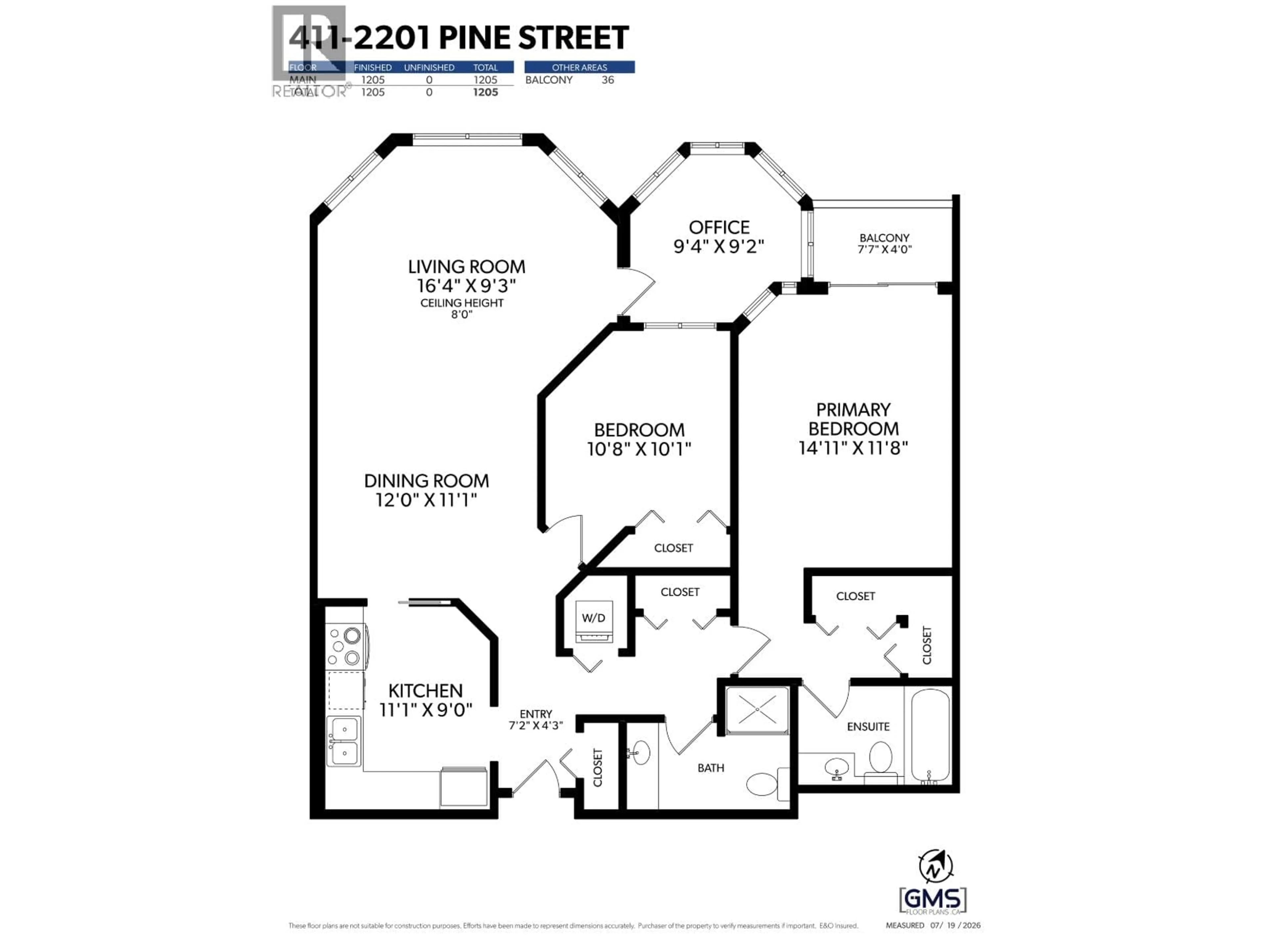 Floor plan for 411 - 2201 PINE STREET, Vancouver British Columbia V6J5E7