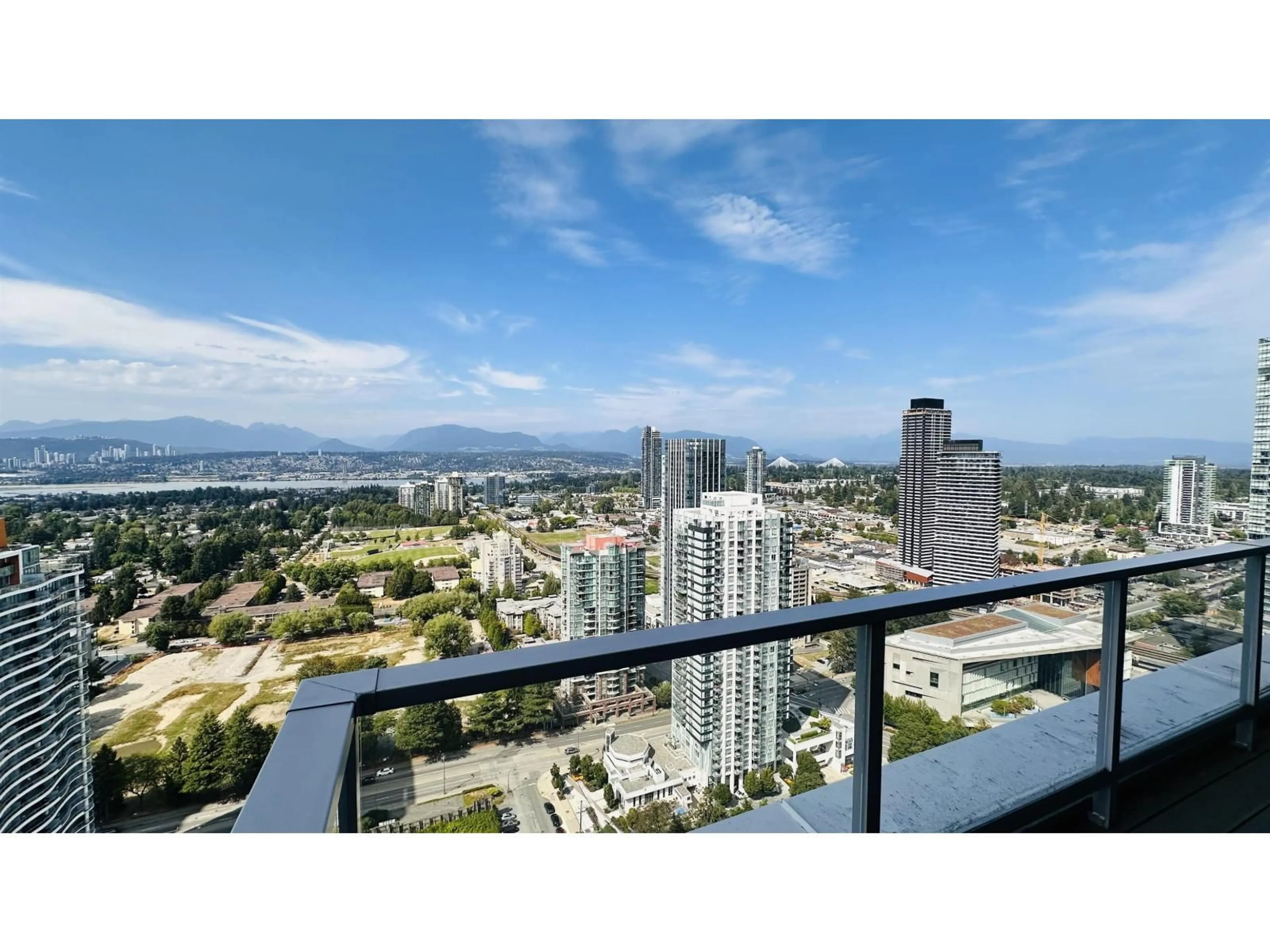 Balcony in the apartment, city buildings view from balcony for 3402 - 13350 CENTRAL AVENUE, Surrey British Columbia V3T0S1