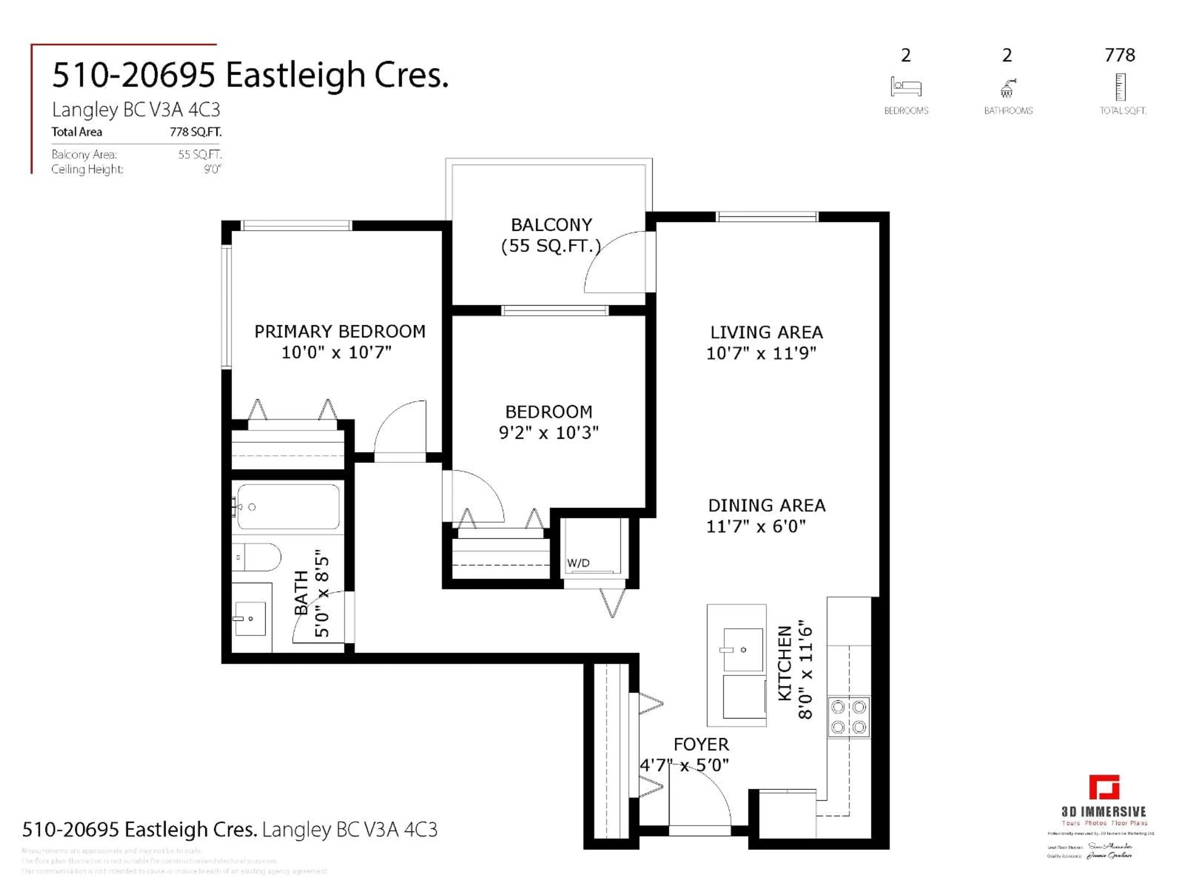 Floor plan for 510 - 20695 EASTLEIGH CRESCENT, Langley British Columbia V3A0P7