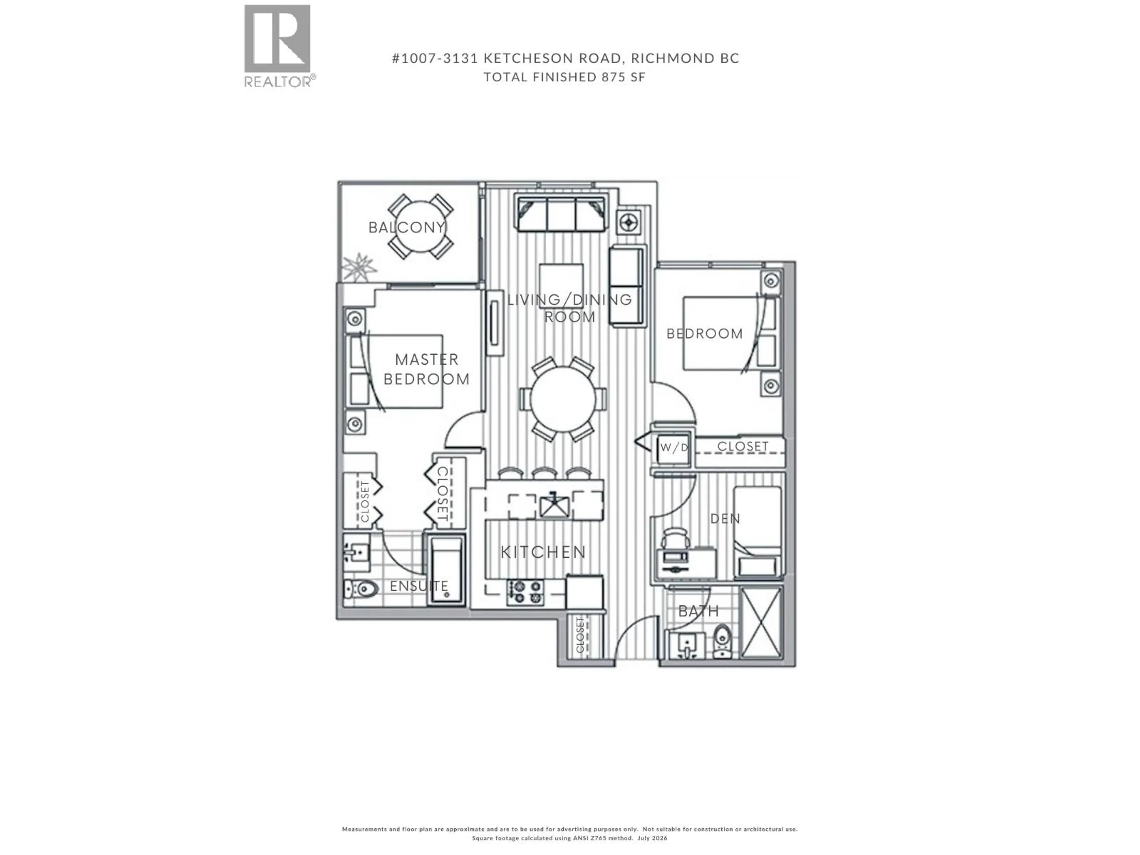 Floor plan for 1007 - 3131 KETCHESON ROAD, Richmond British Columbia V6X0N4
