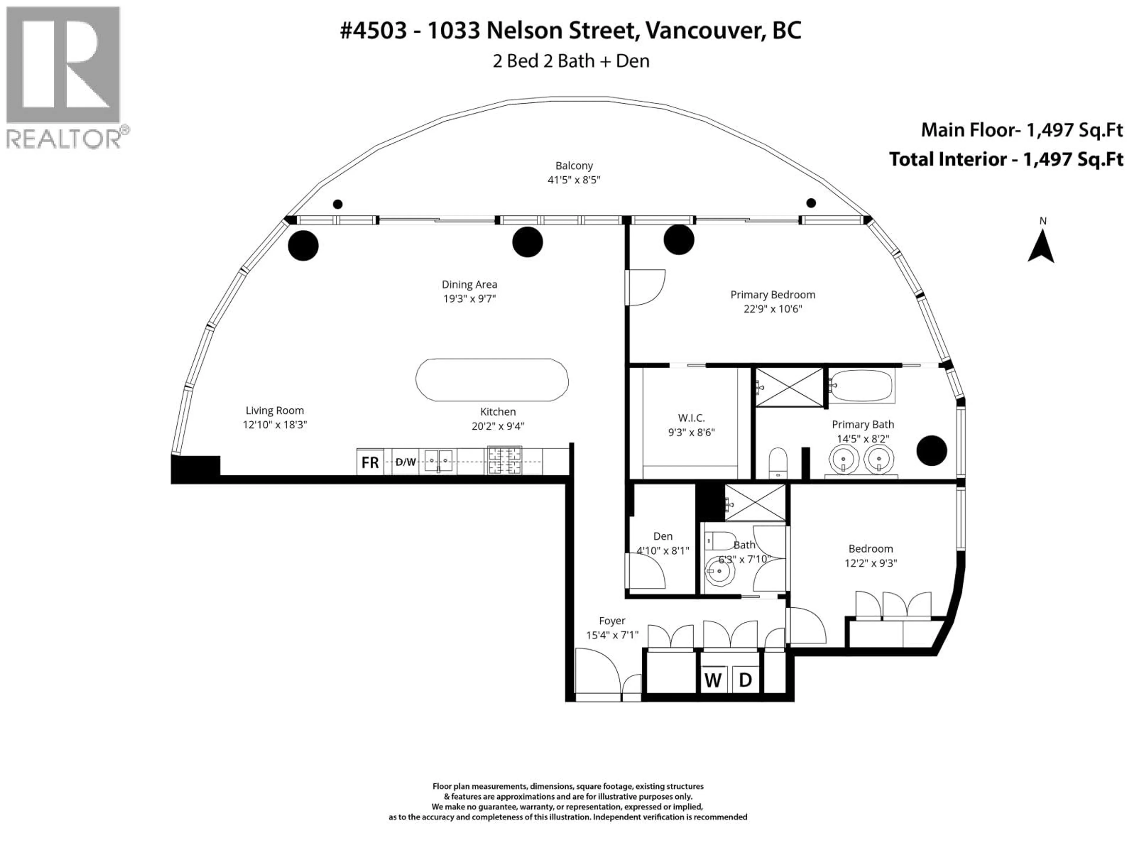 Floor plan for 4503 - 1033 NELSON STREET, Vancouver British Columbia V6E0E5