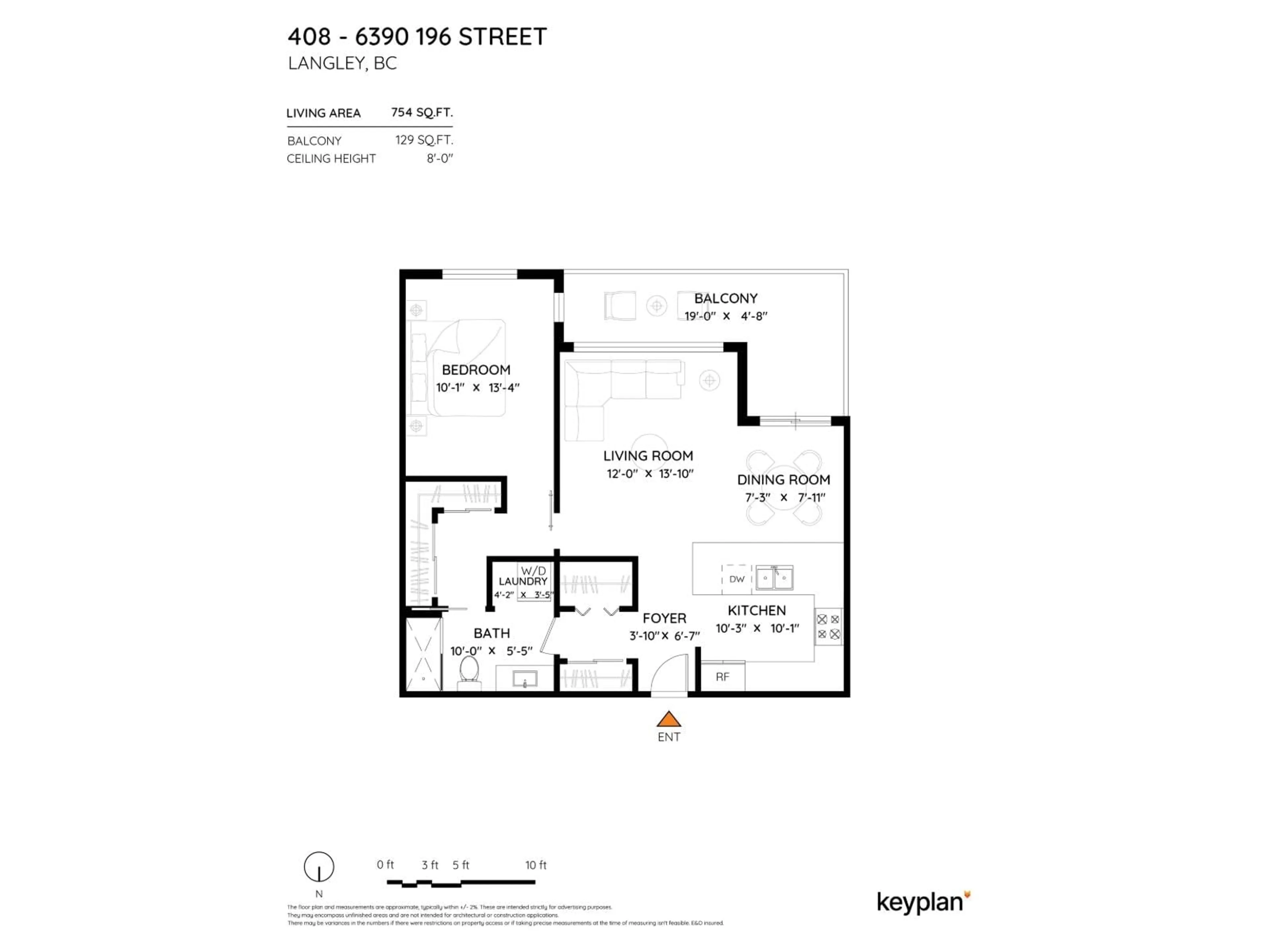 Floor plan for 408 - 6390 196 STREET, Langley British Columbia V2Y1J2
