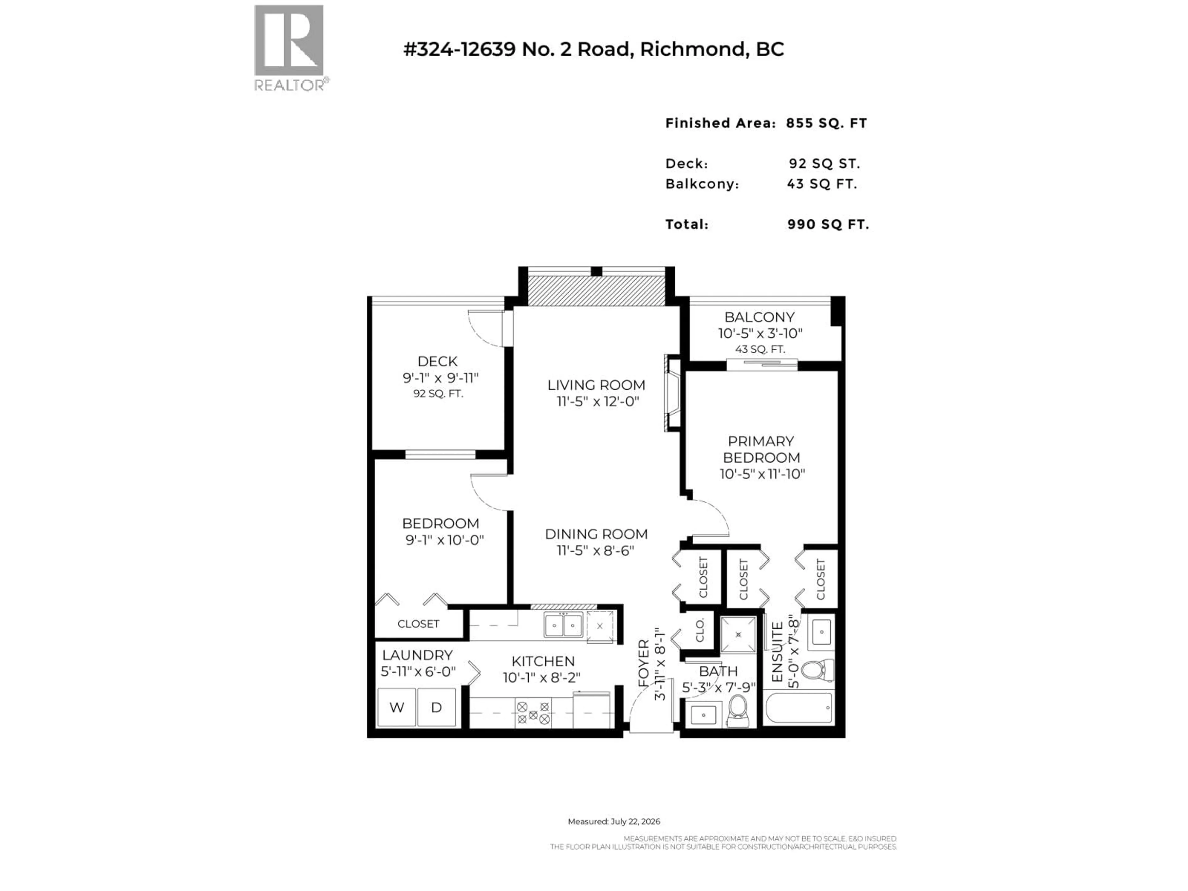 Floor plan for 324 - 12639 NO. 2 ROAD, Richmond British Columbia V7E6N6