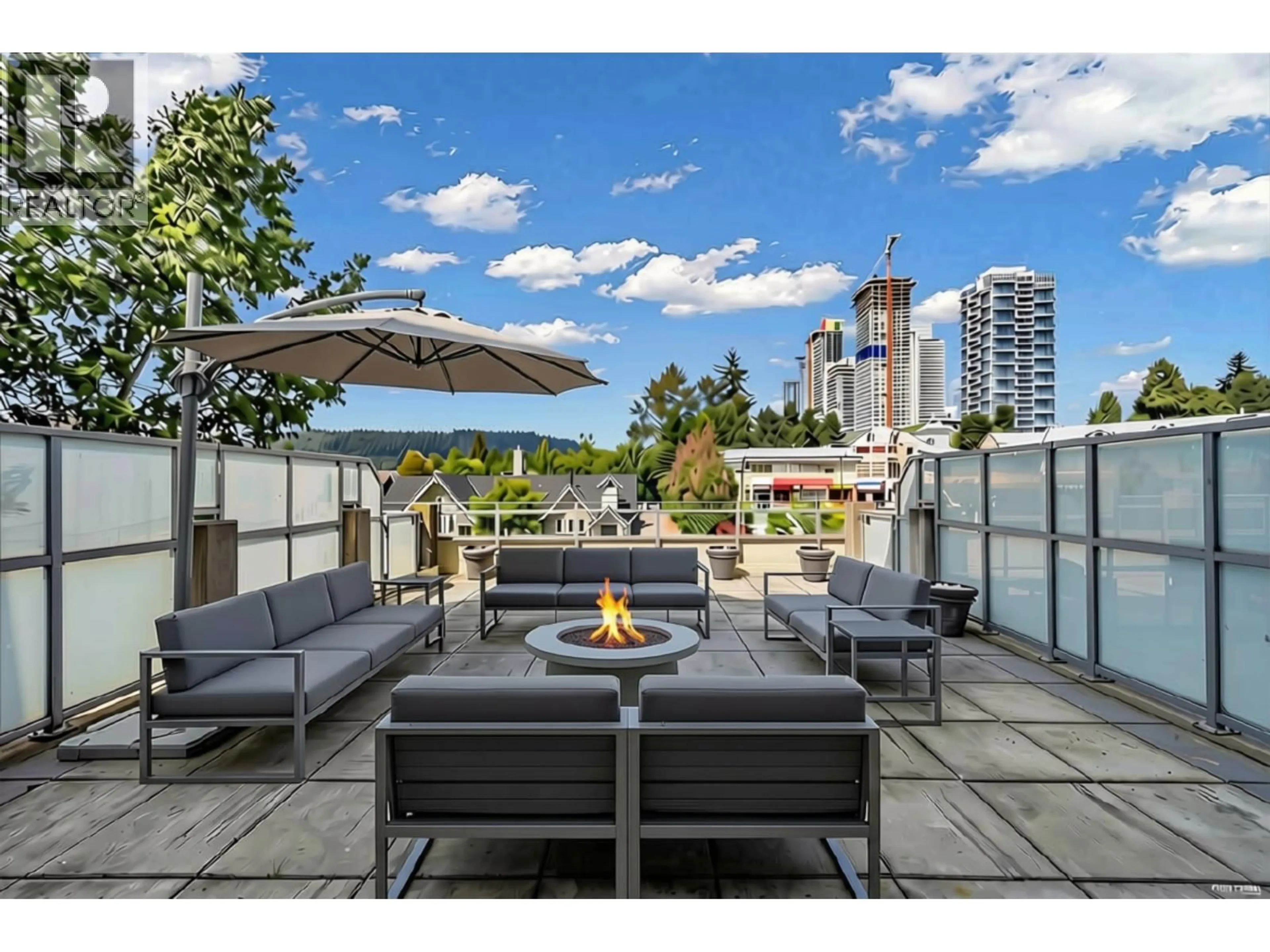 Patio, city buildings view from balcony for 106 - 9868 CAMERON STREET, Burnaby British Columbia V3J0A5