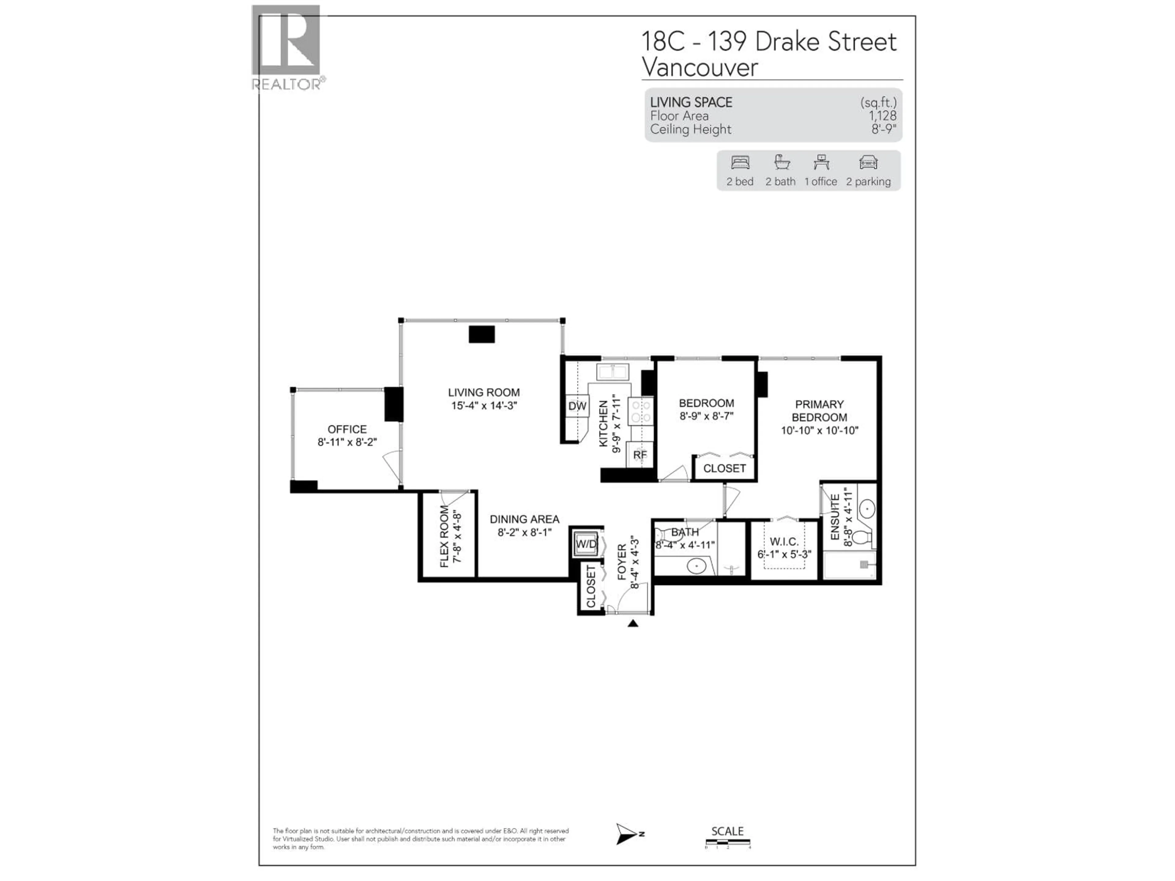 Floor plan for 18C - 139 DRAKE STREET, Vancouver British Columbia V6Z2T8