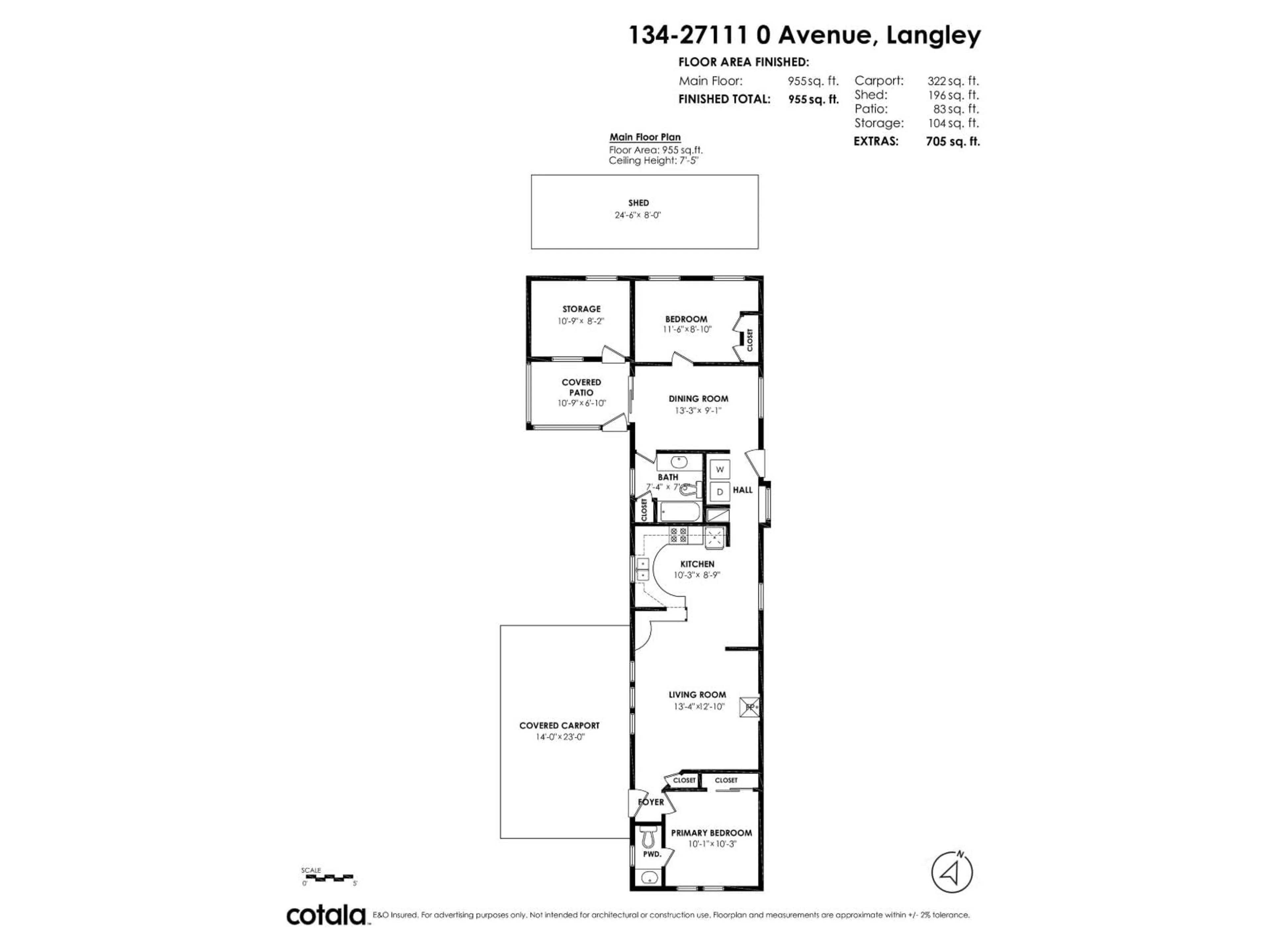 Floor plan for 134 - 27111 0 AVENUE, Langley British Columbia V4W2T3