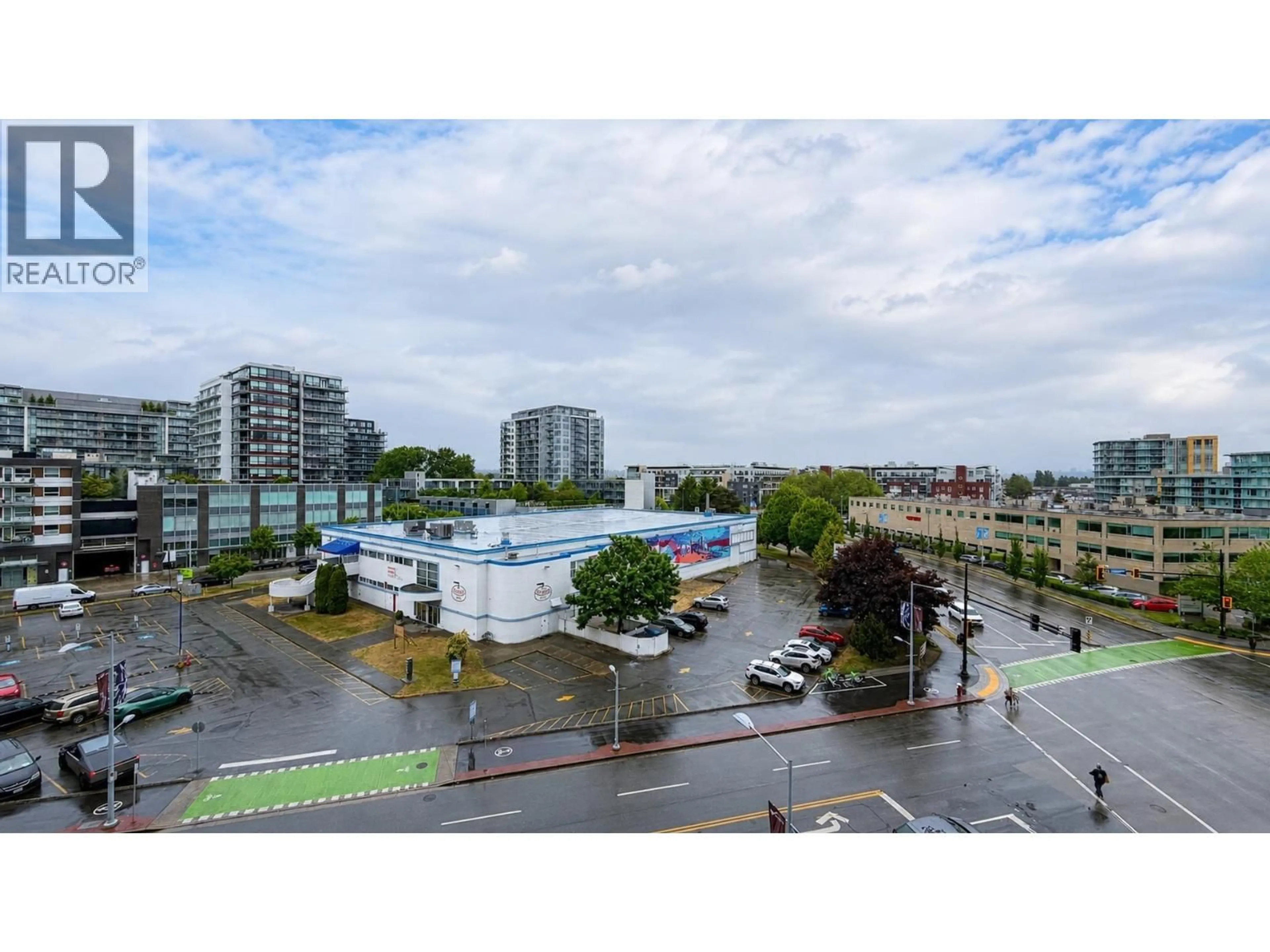 A pic from outside/outdoor area/front of a property/back of a property/a pic from drone, city buildings view from balcony for 709 - 7488 LANSDOWNE ROAD, Richmond British Columbia V7C0B9