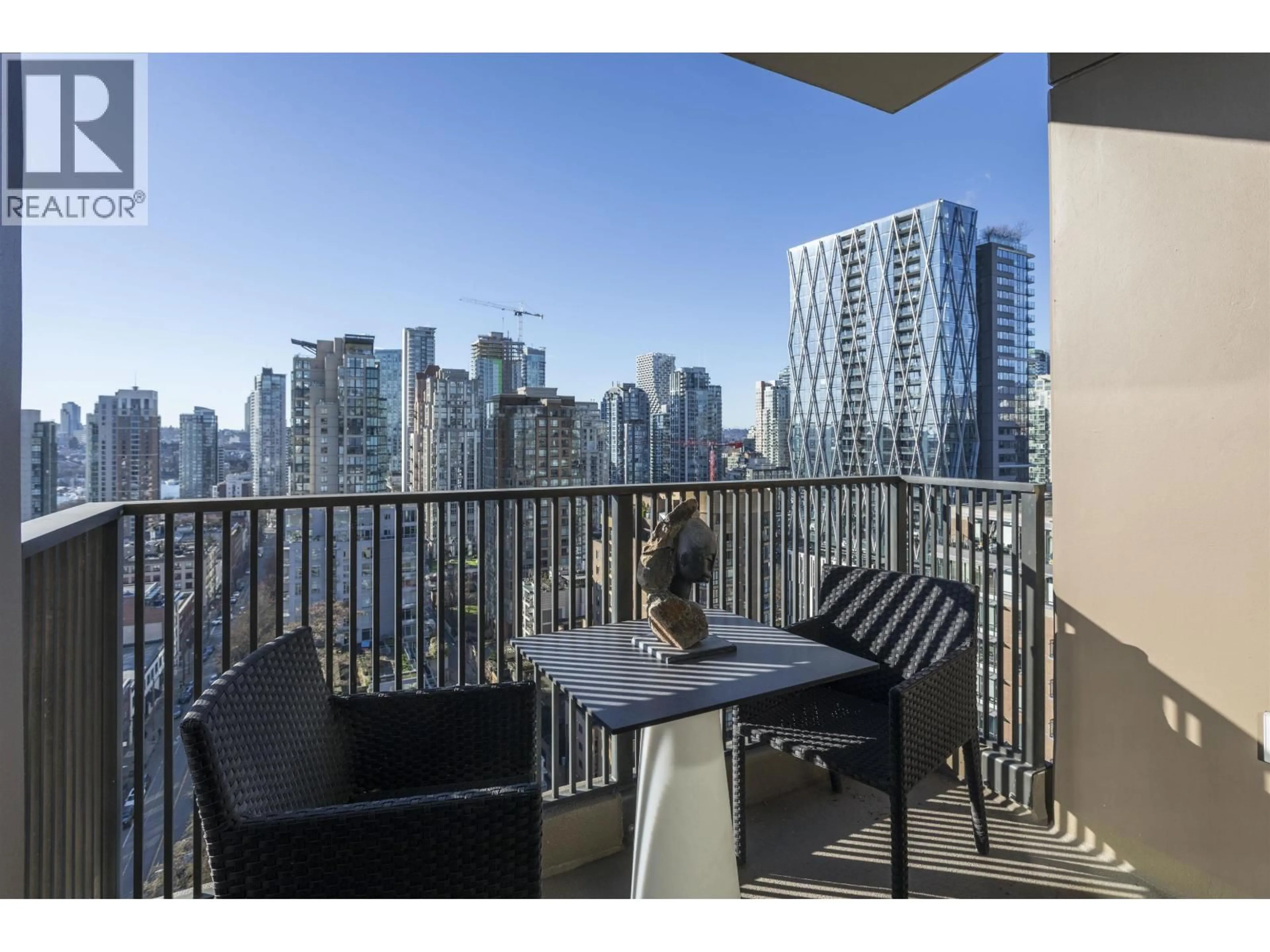 Balcony in the apartment, city buildings view from balcony for 2202 - 1055 HOMER STREET, Vancouver British Columbia V6B1G3