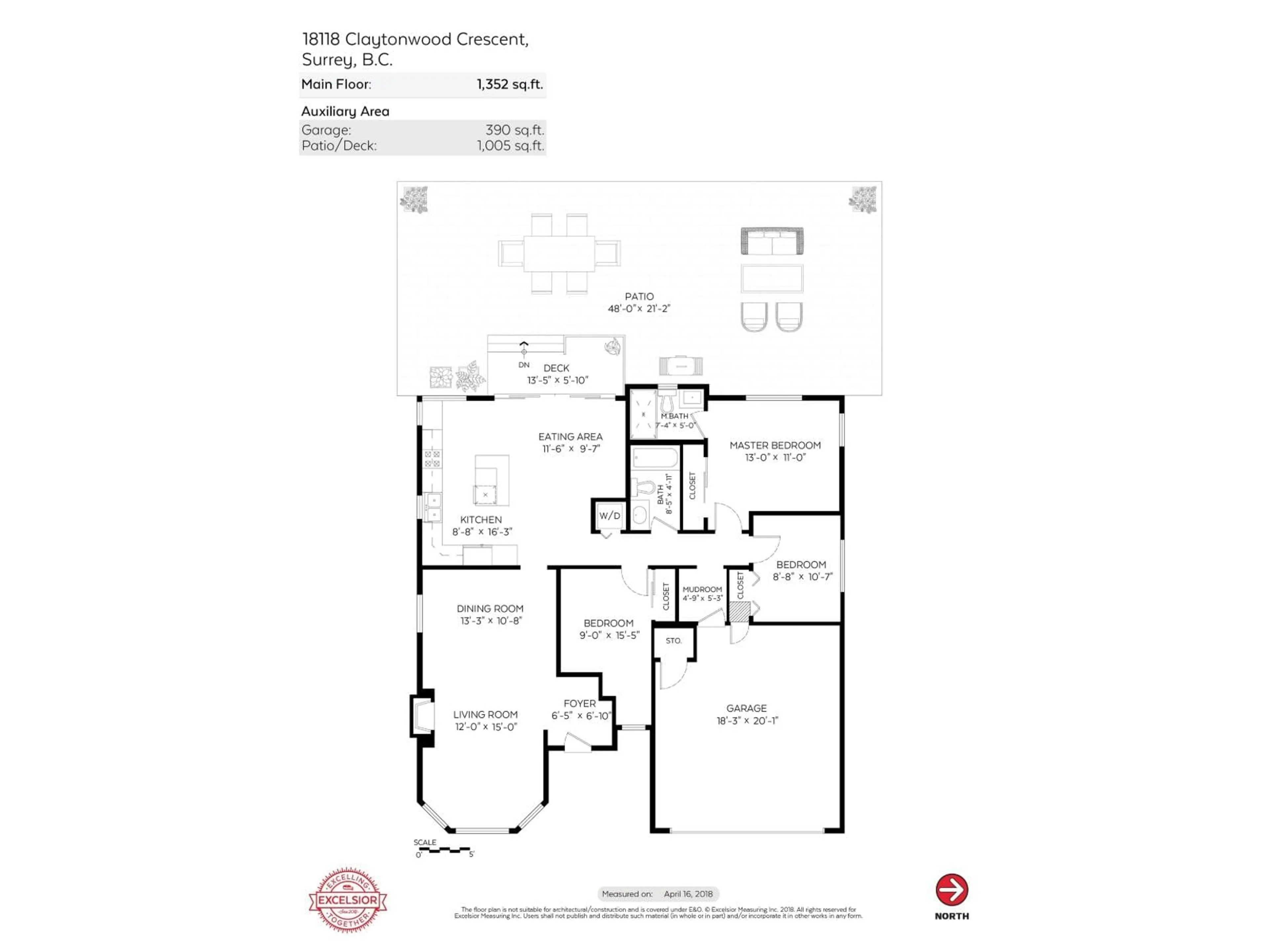 Floor plan for 18118 CLAYTONWOOD CRESCENT, Surrey British Columbia V3S7T5