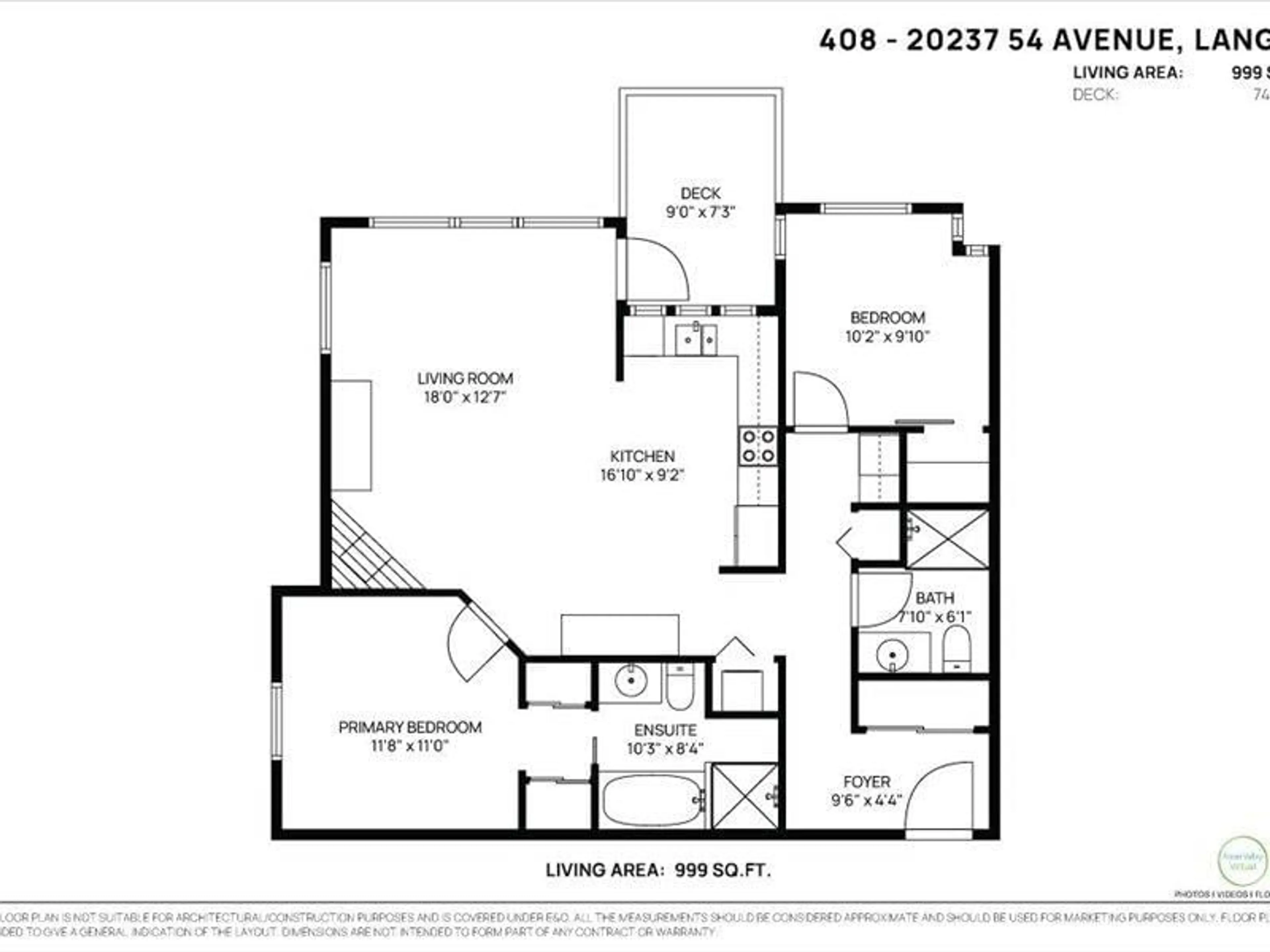 Floor plan for 408 - 20237 54 AVENUE, Langley British Columbia V3A3W2