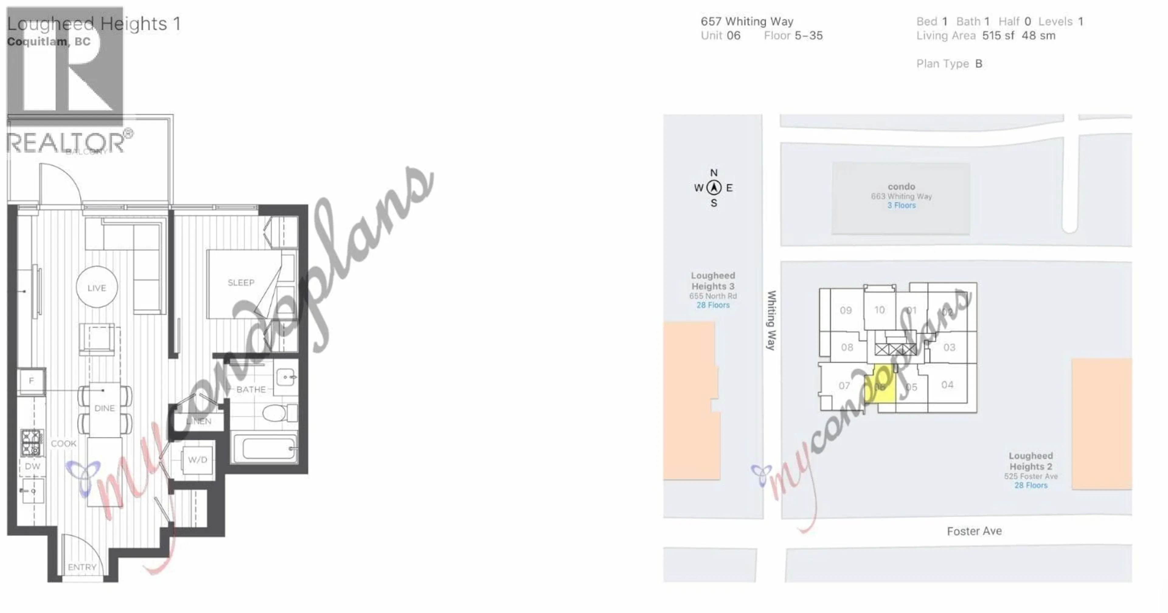 Floor plan for 2706 - 657 WHITING WAY, Coquitlam British Columbia V3J0J6