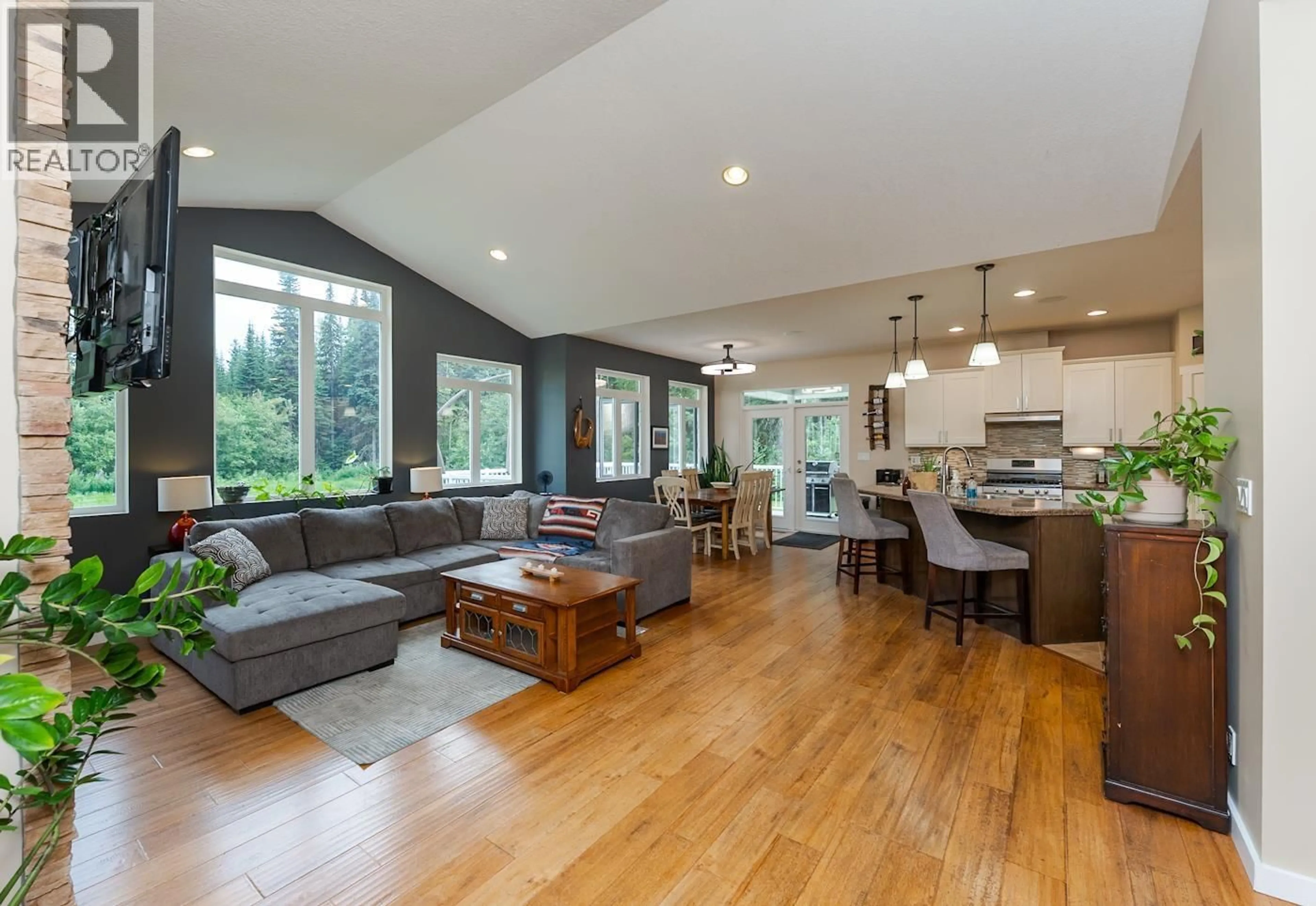 Open concept kitchen, wood/laminate floor for 4645 SHELLBROOK ROAD, Prince George British Columbia V2K5V4