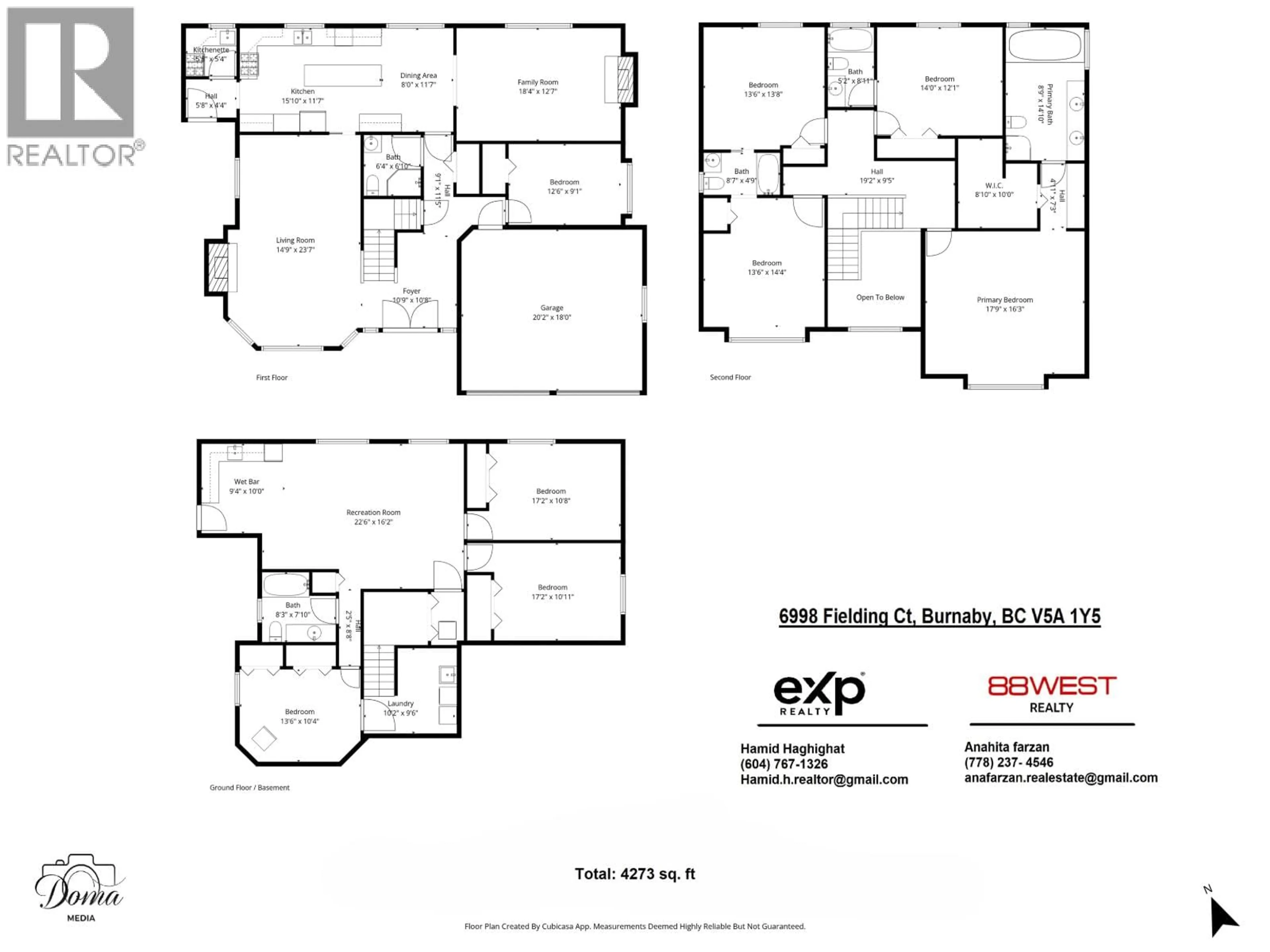 Floor plan for 6998 FIELDING COURT, Burnaby British Columbia V5A1Y5