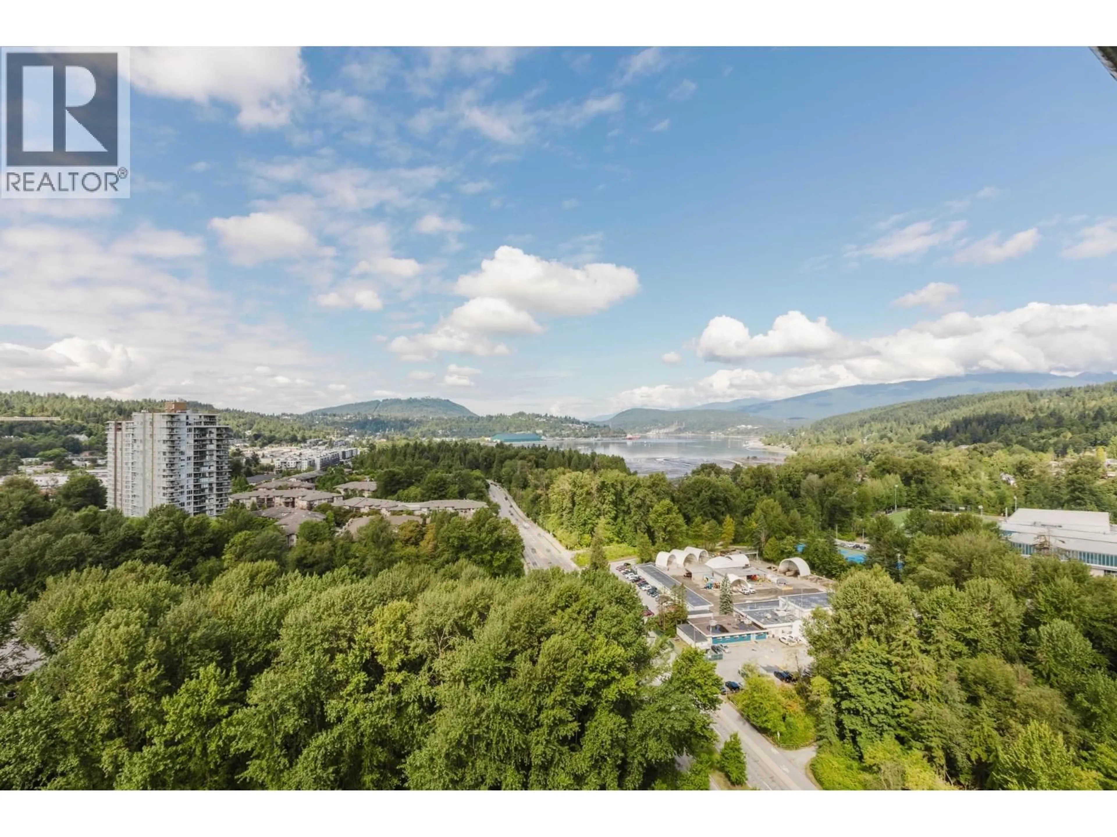 A pic from outside/outdoor area/front of a property/back of a property/a pic from drone, mountain view for 2204 - 110 BREW STREET, Port Moody British Columbia V3H0E4