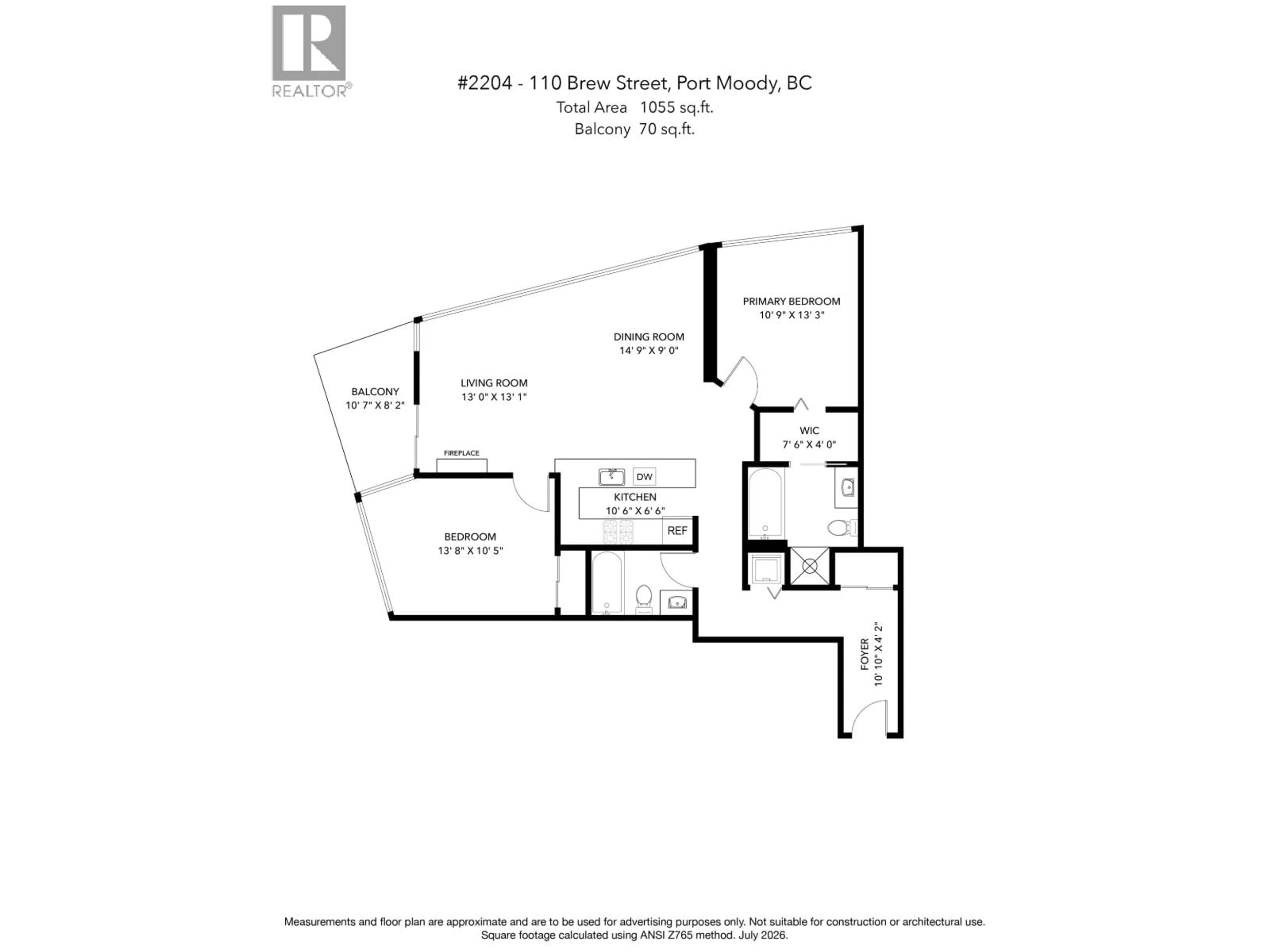 Floor plan for 2204 - 110 BREW STREET, Port Moody British Columbia V3H0E4