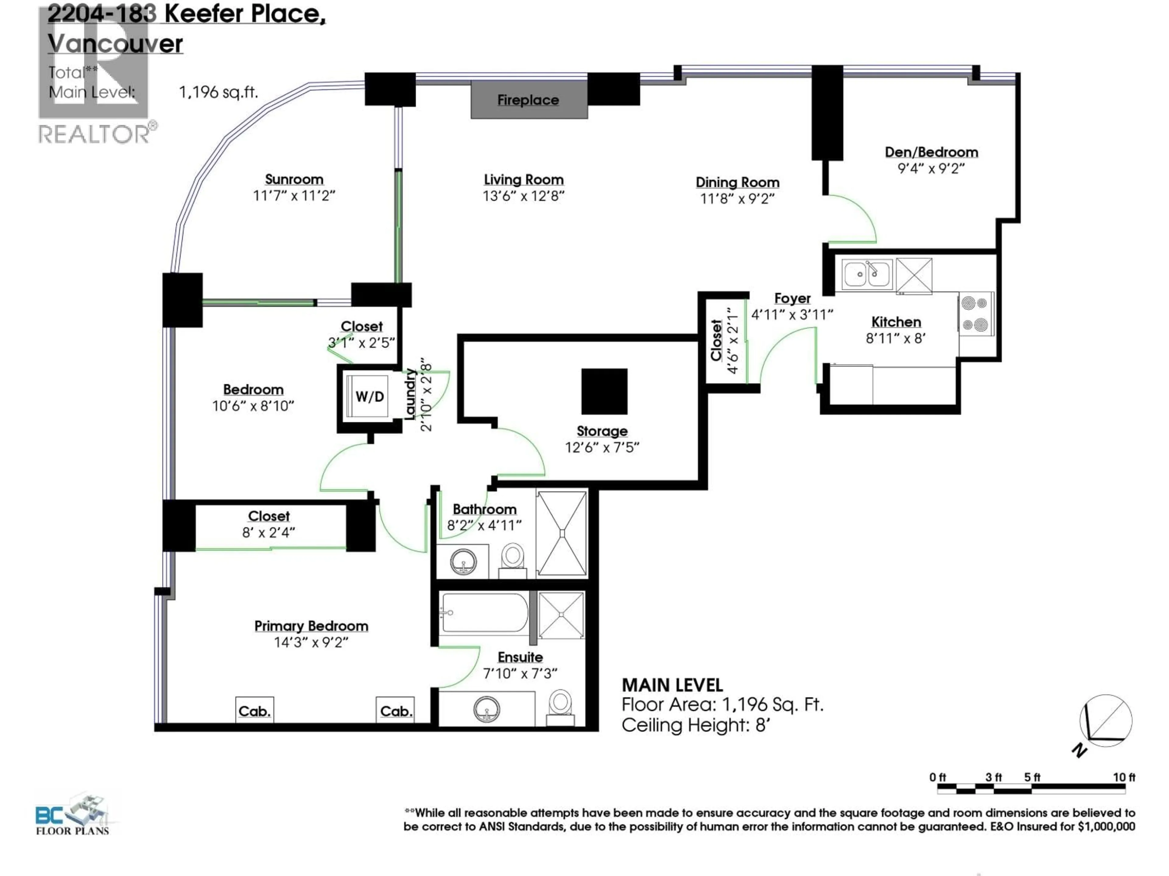 Floor plan for 2204 - 183 KEEFER PLACE, Vancouver British Columbia V6B6B9