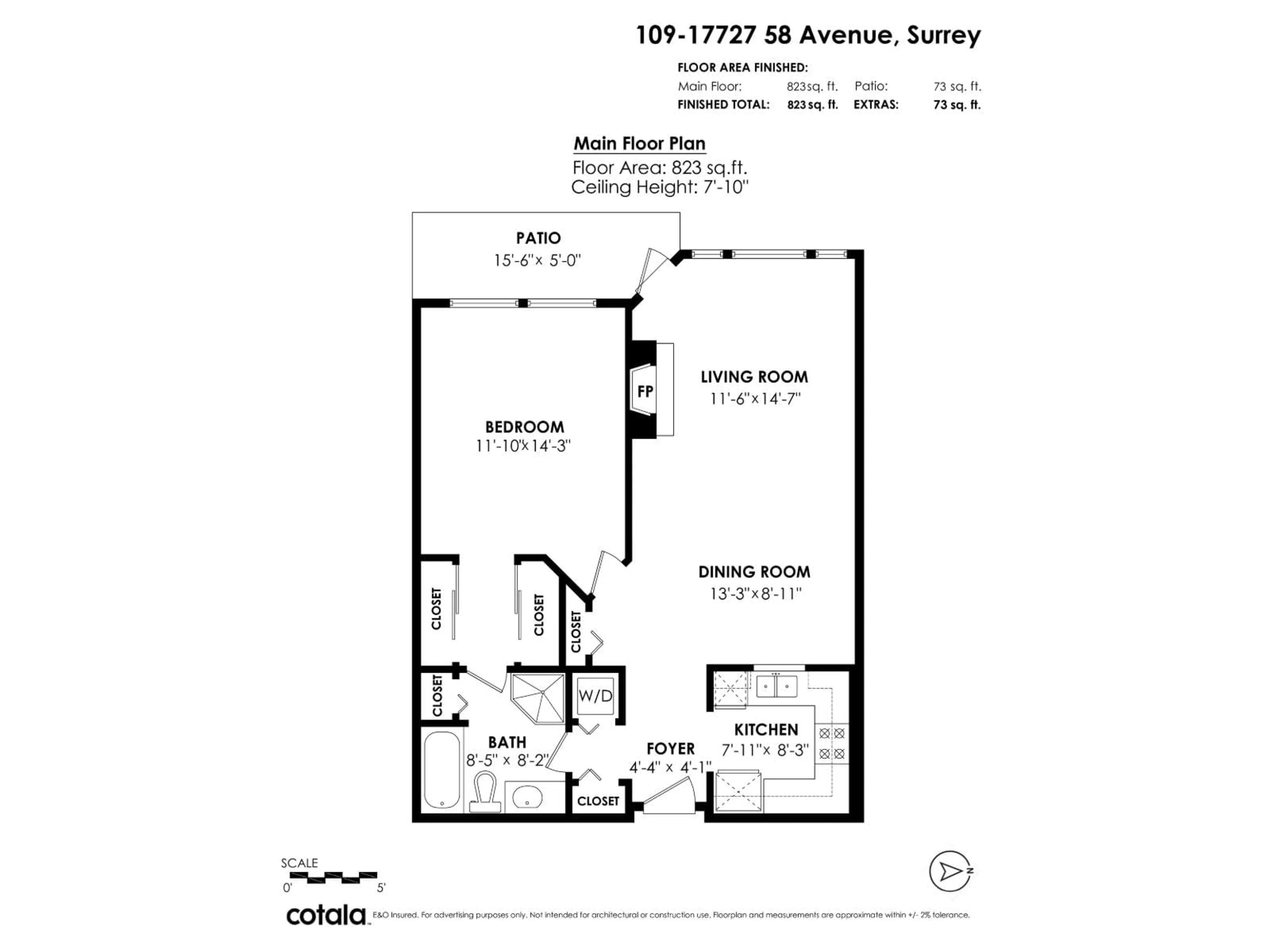 Floor plan for 109 - 17727 58 AVENUE, Surrey British Columbia V3S1L5
