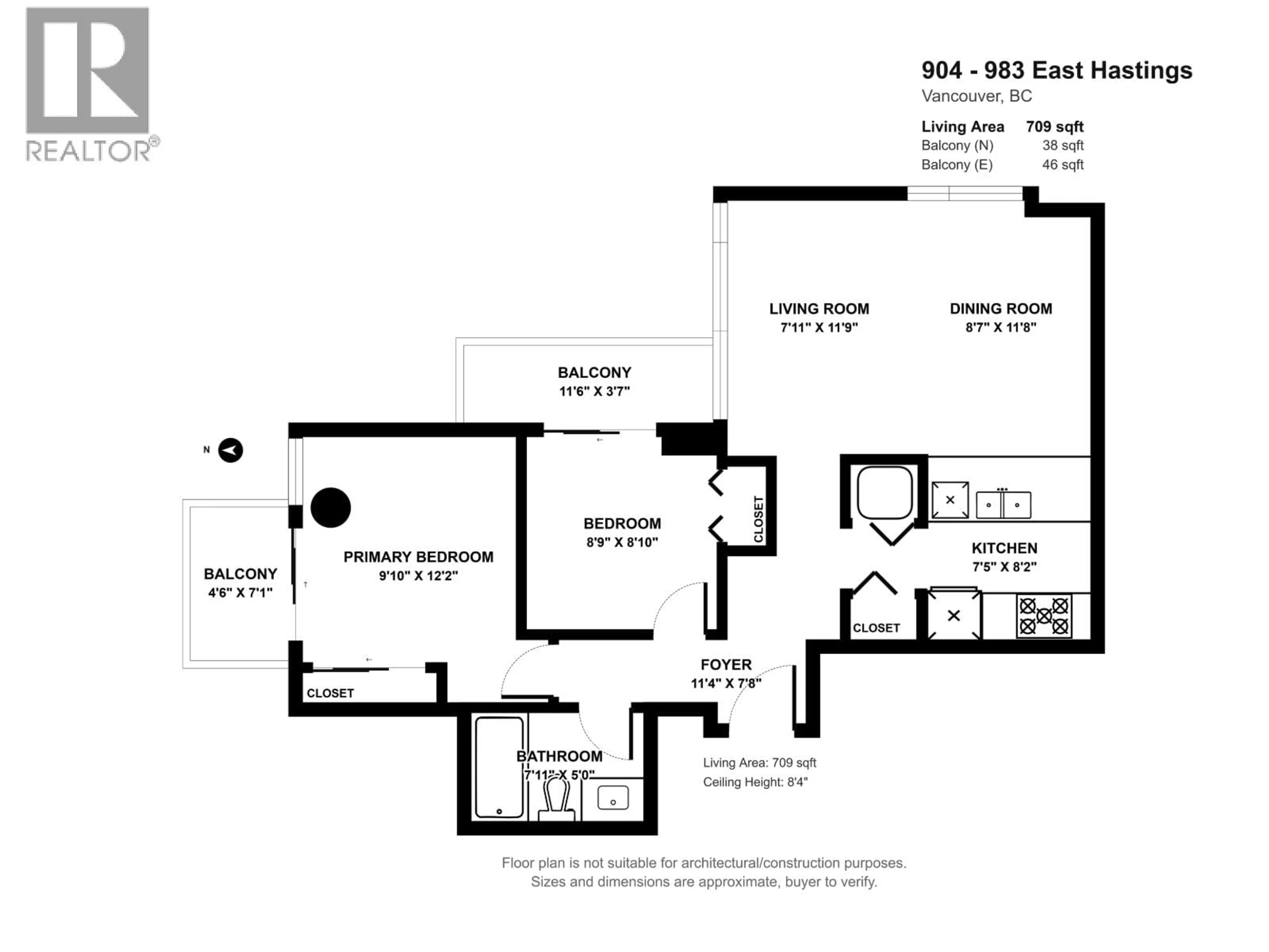 Floor plan for 904 - 983 HASTINGS STREET, Vancouver British Columbia V6A0G9