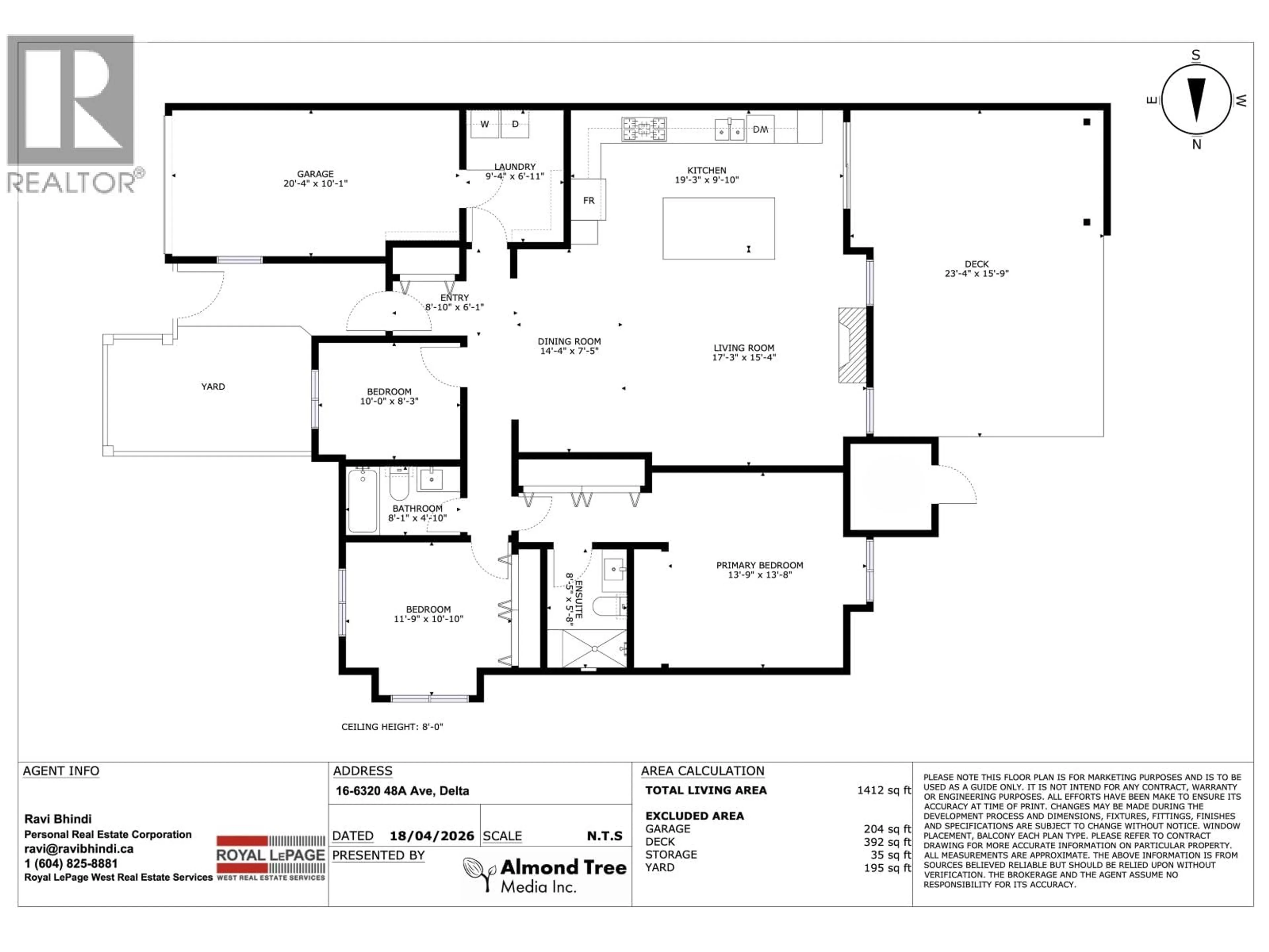 Floor plan for 16 - 6320 48A AVENUE, Delta British Columbia V4K4W3