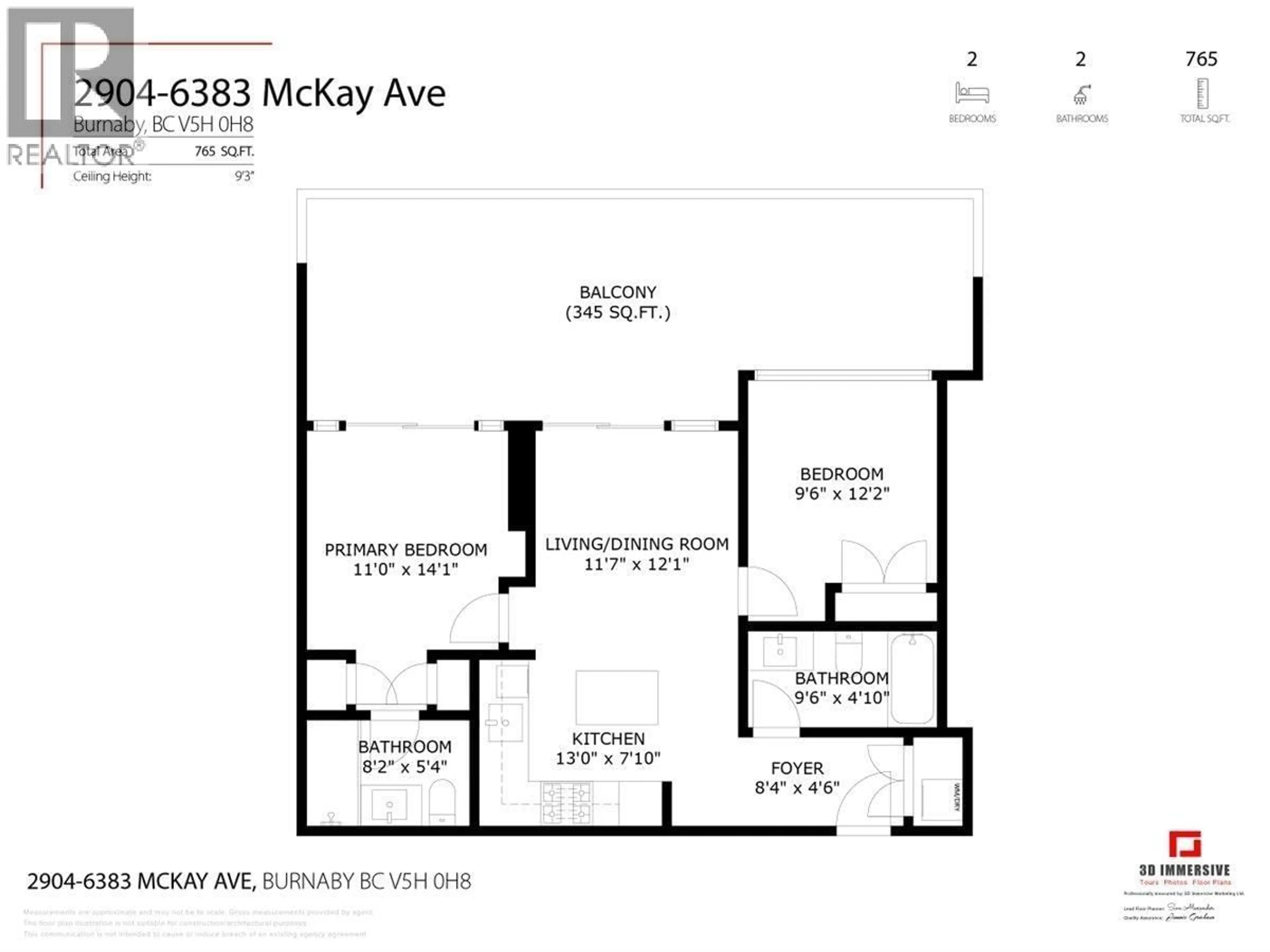 Floor plan for 2904 - 6383 MCKAY AVENUE, Burnaby British Columbia V5H0H8