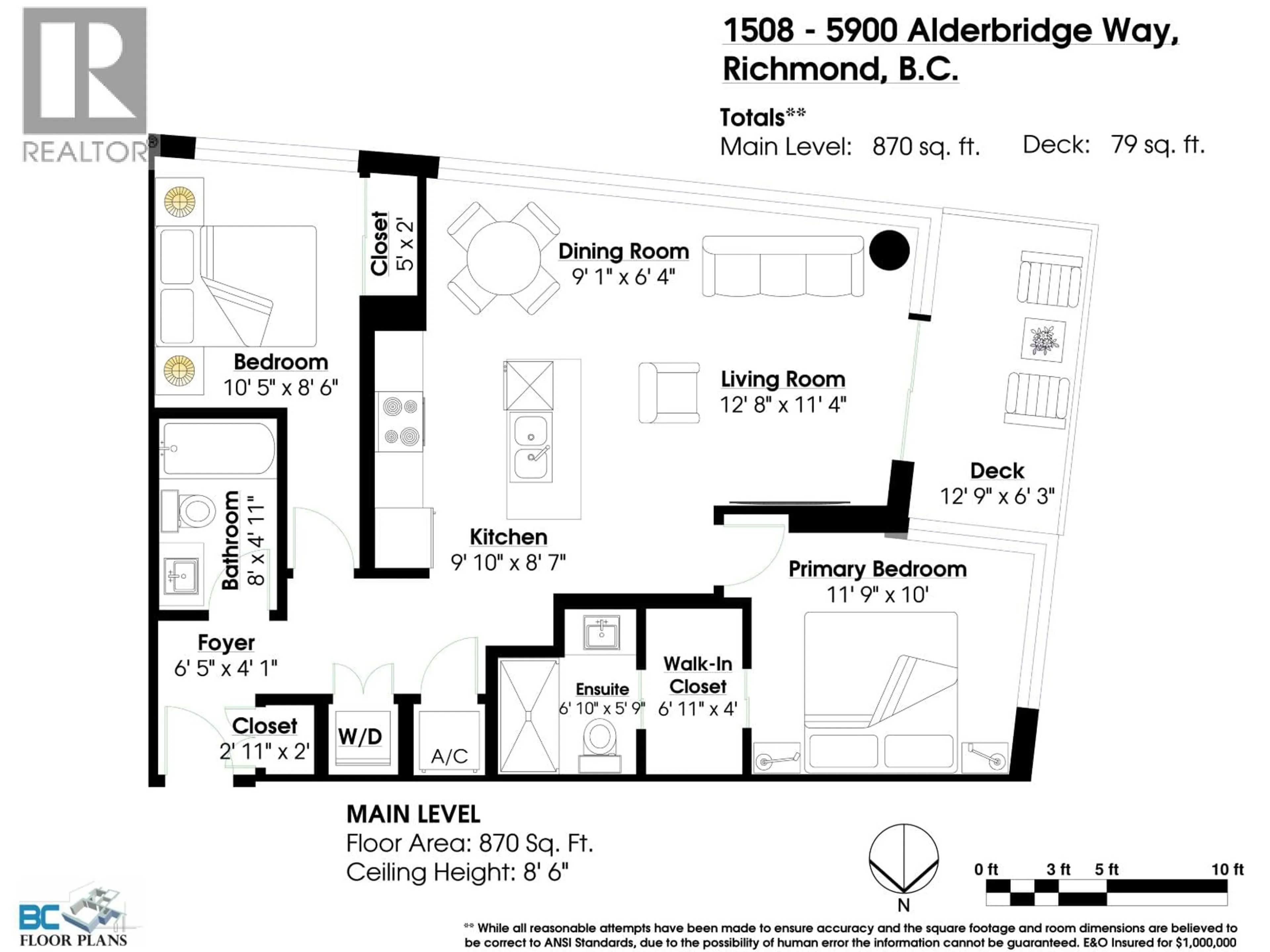 Floor plan for 1508 - 5900 ALDERBRIDGE WAY, Richmond British Columbia V6X0B6