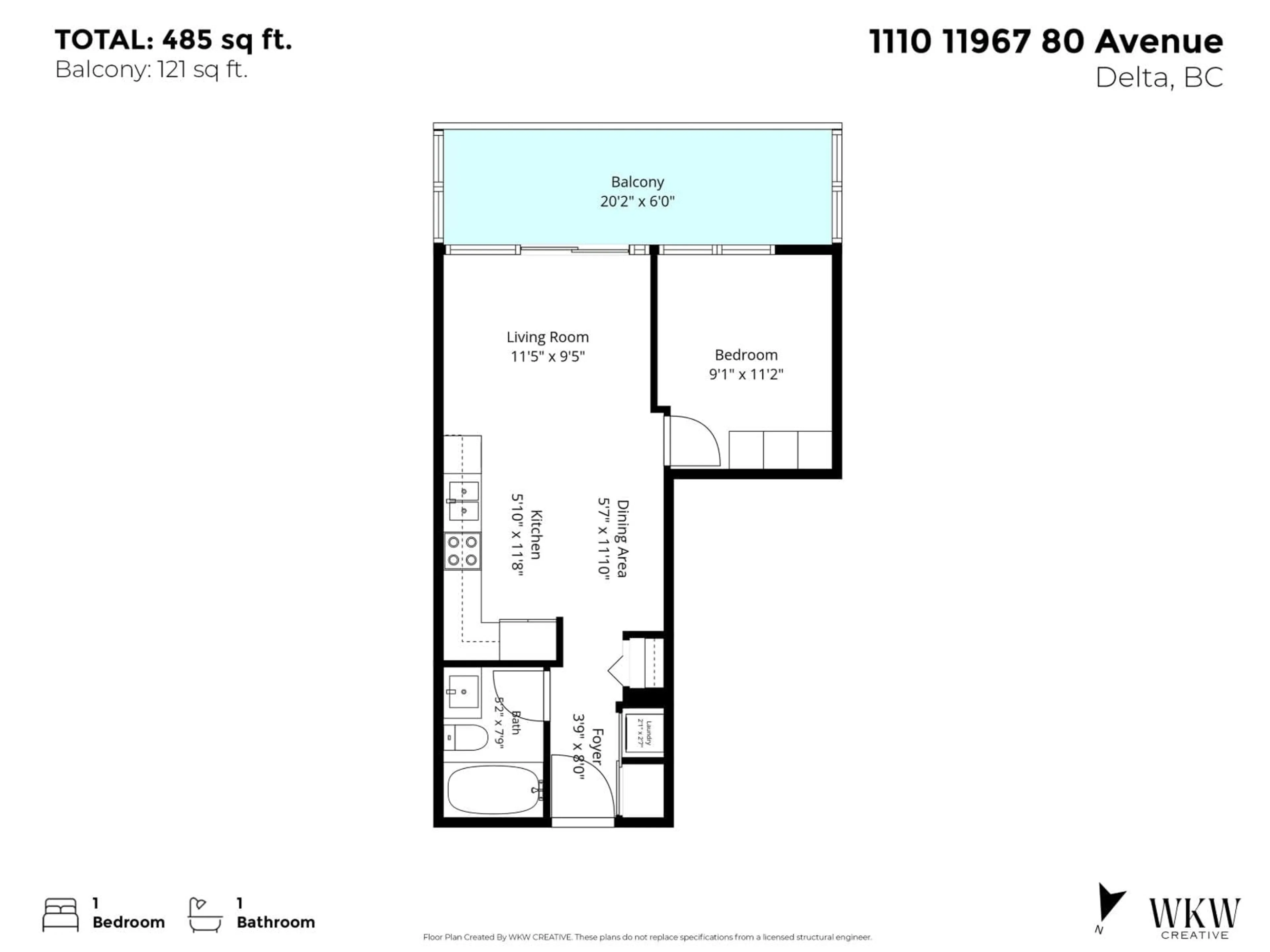 Floor plan for 1110 - 11967 80 AVENUE, Delta British Columbia V4C0E2