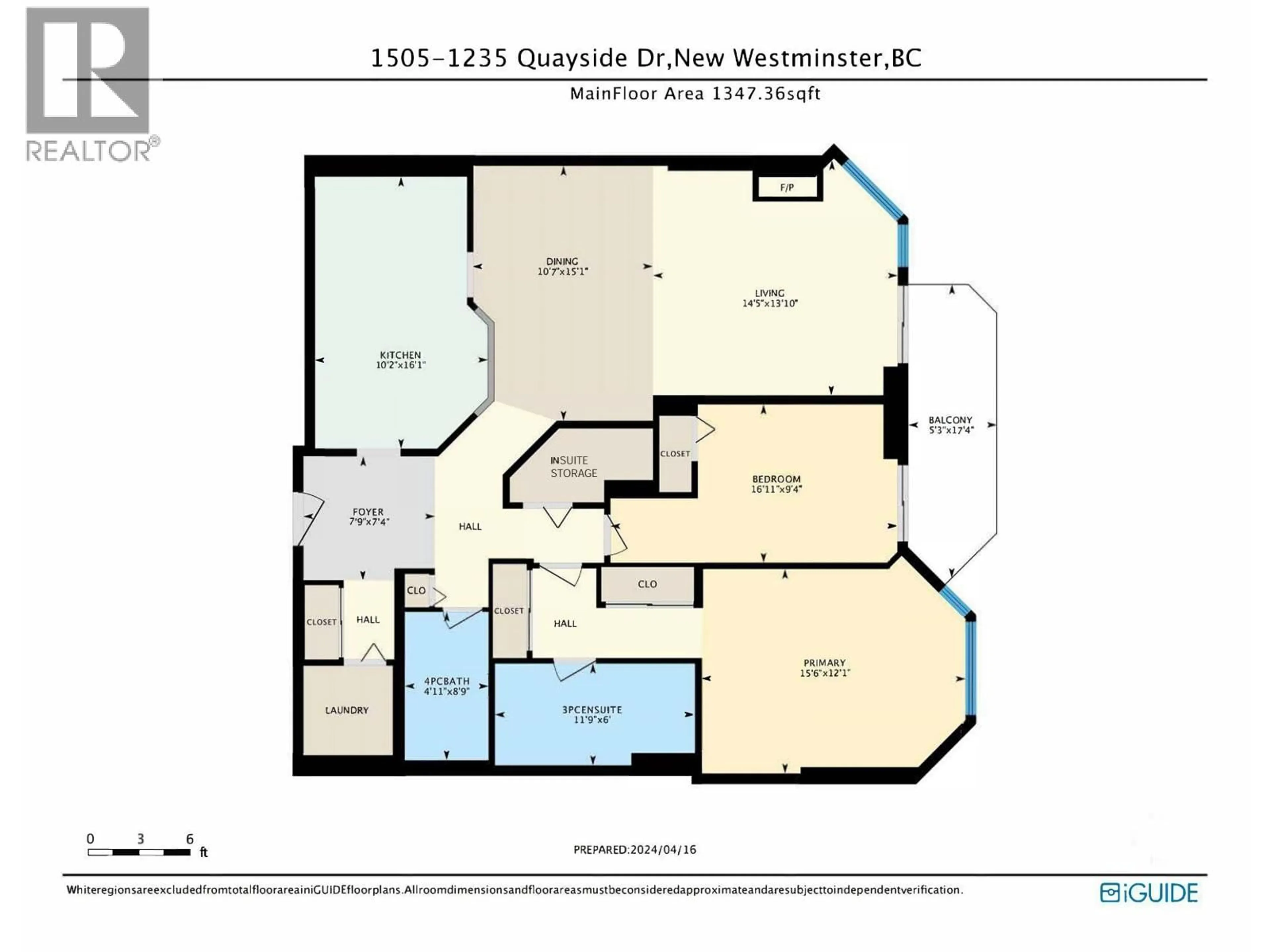 Floor plan for 1505 - 1235 QUAYSIDE DRIVE, New Westminster British Columbia V3M6J5