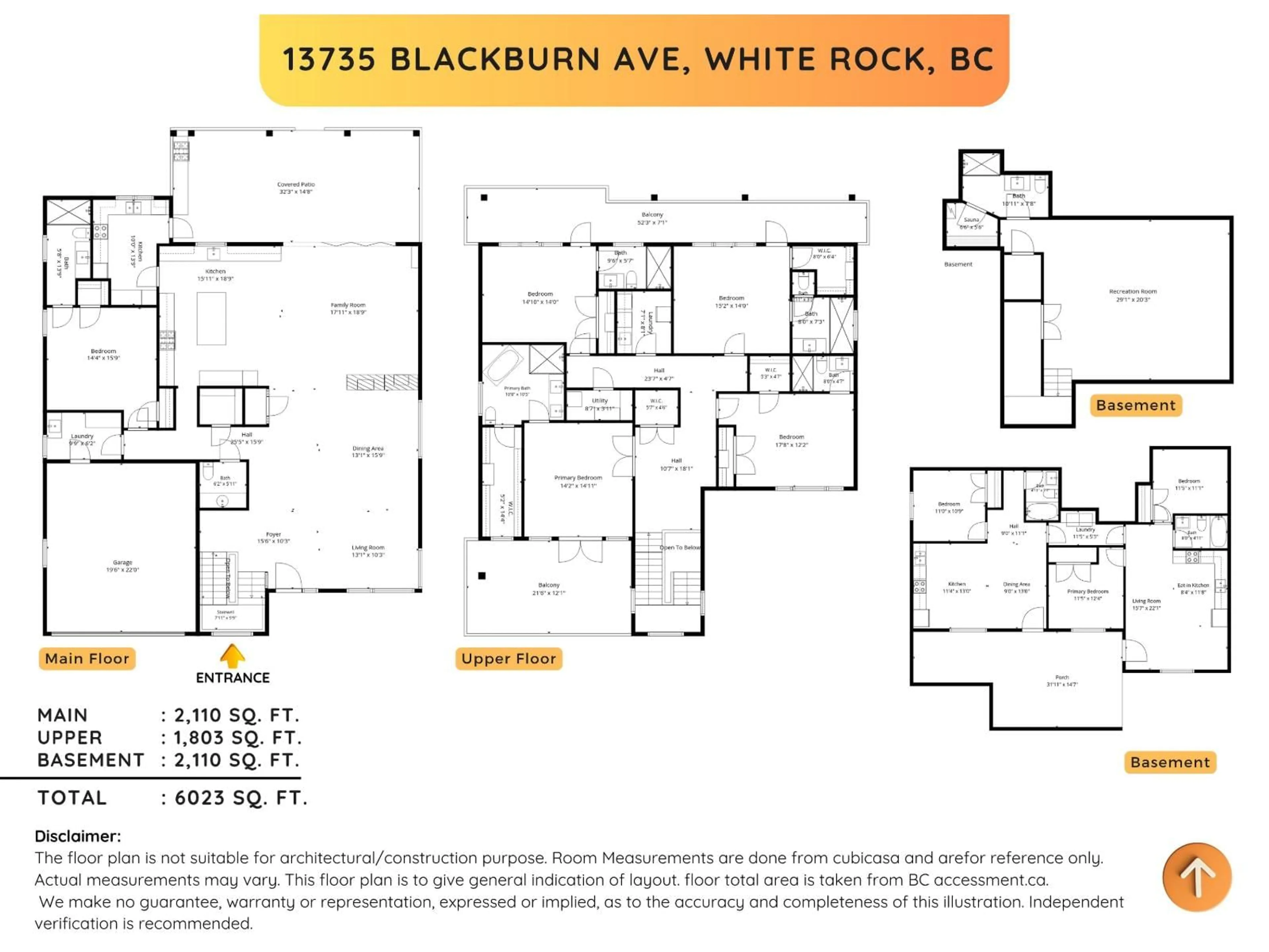 Floor plan for 13735 BLACKBURN AVENUE, White Rock British Columbia V4B2Z1