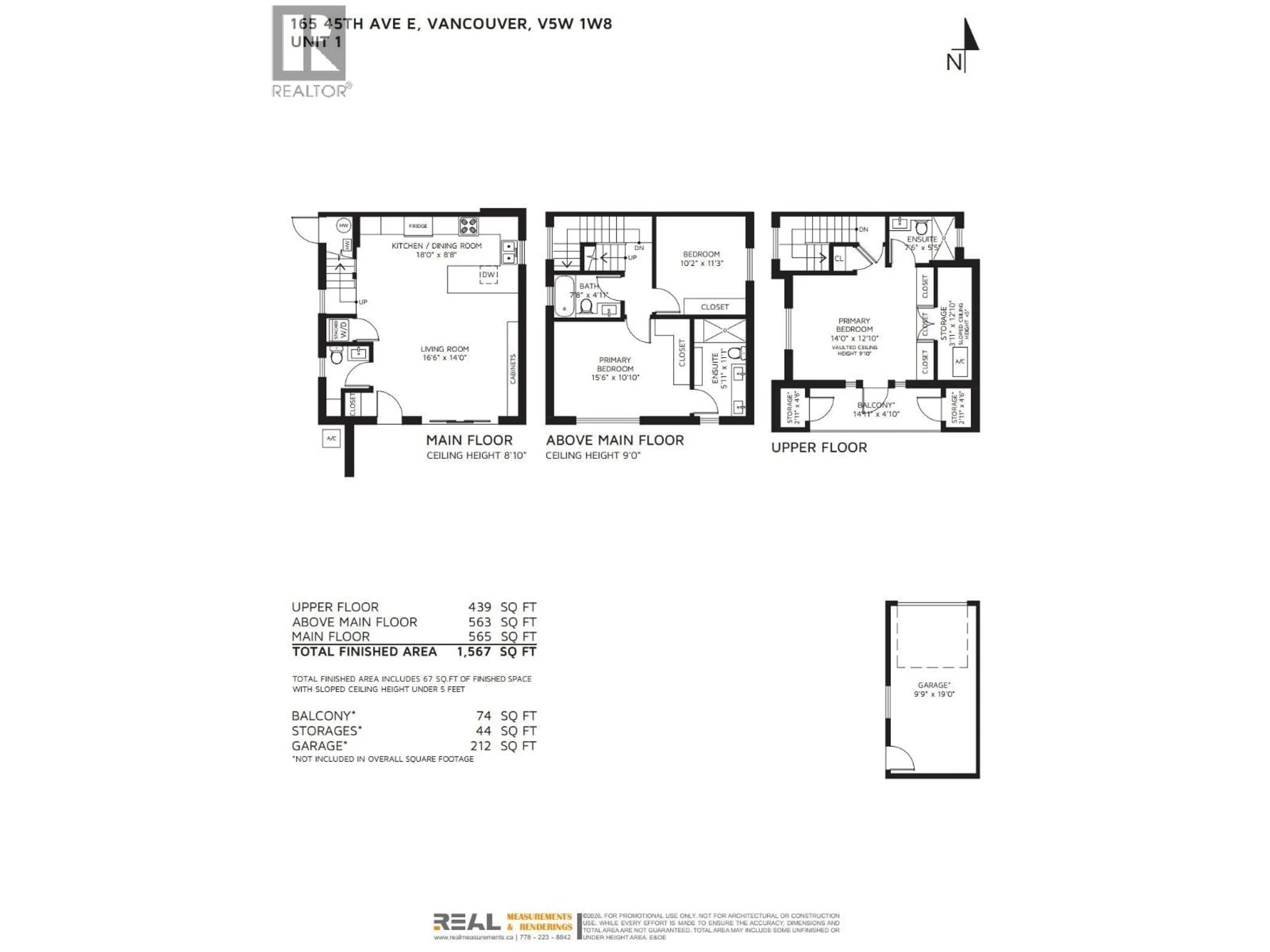 Floor plan for 1 - 165 45TH AVENUE, Vancouver British Columbia V5W1W8