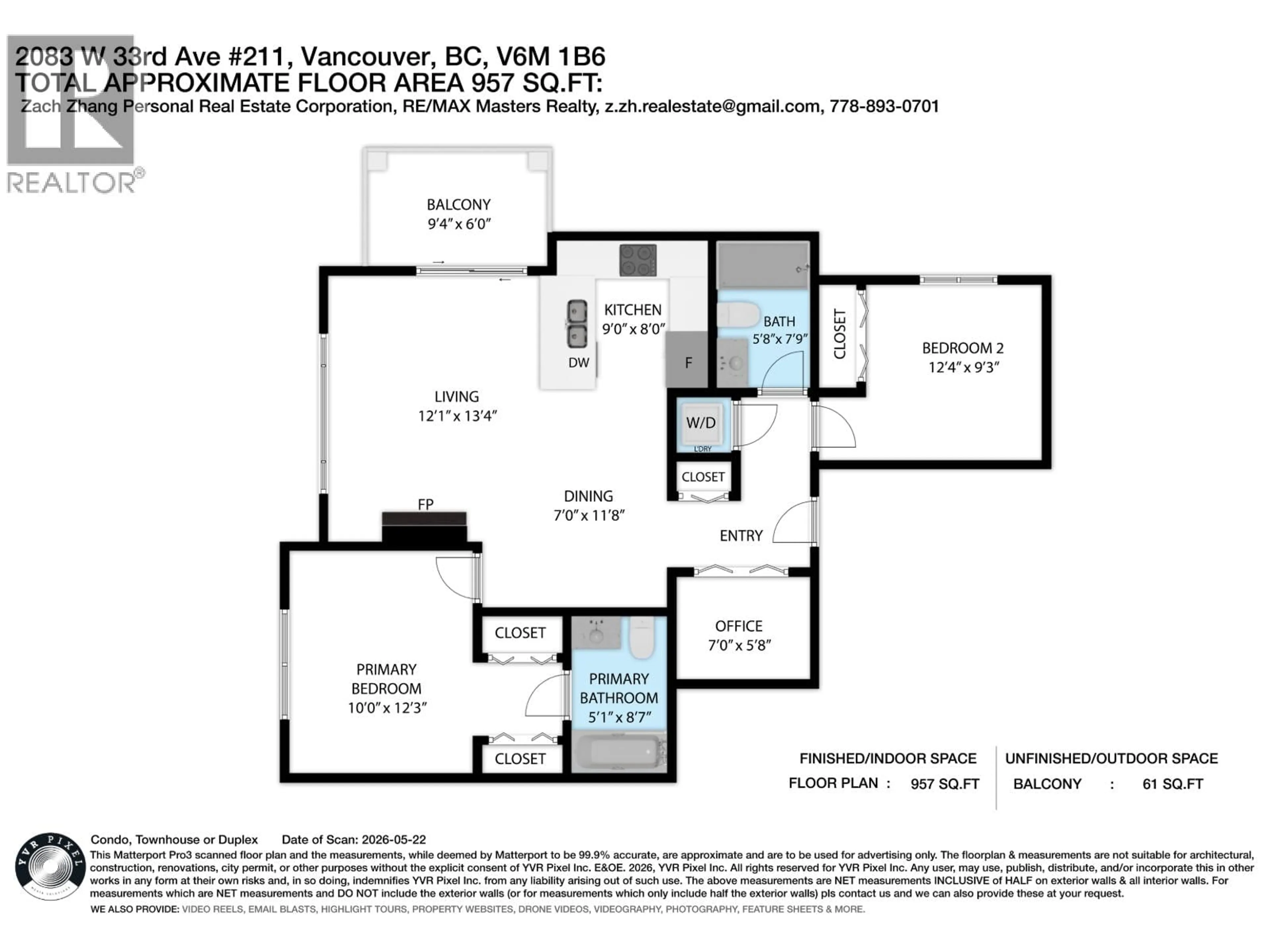 Floor plan for 211 - 2083 33RD AVENUE, Vancouver British Columbia V6M4M6