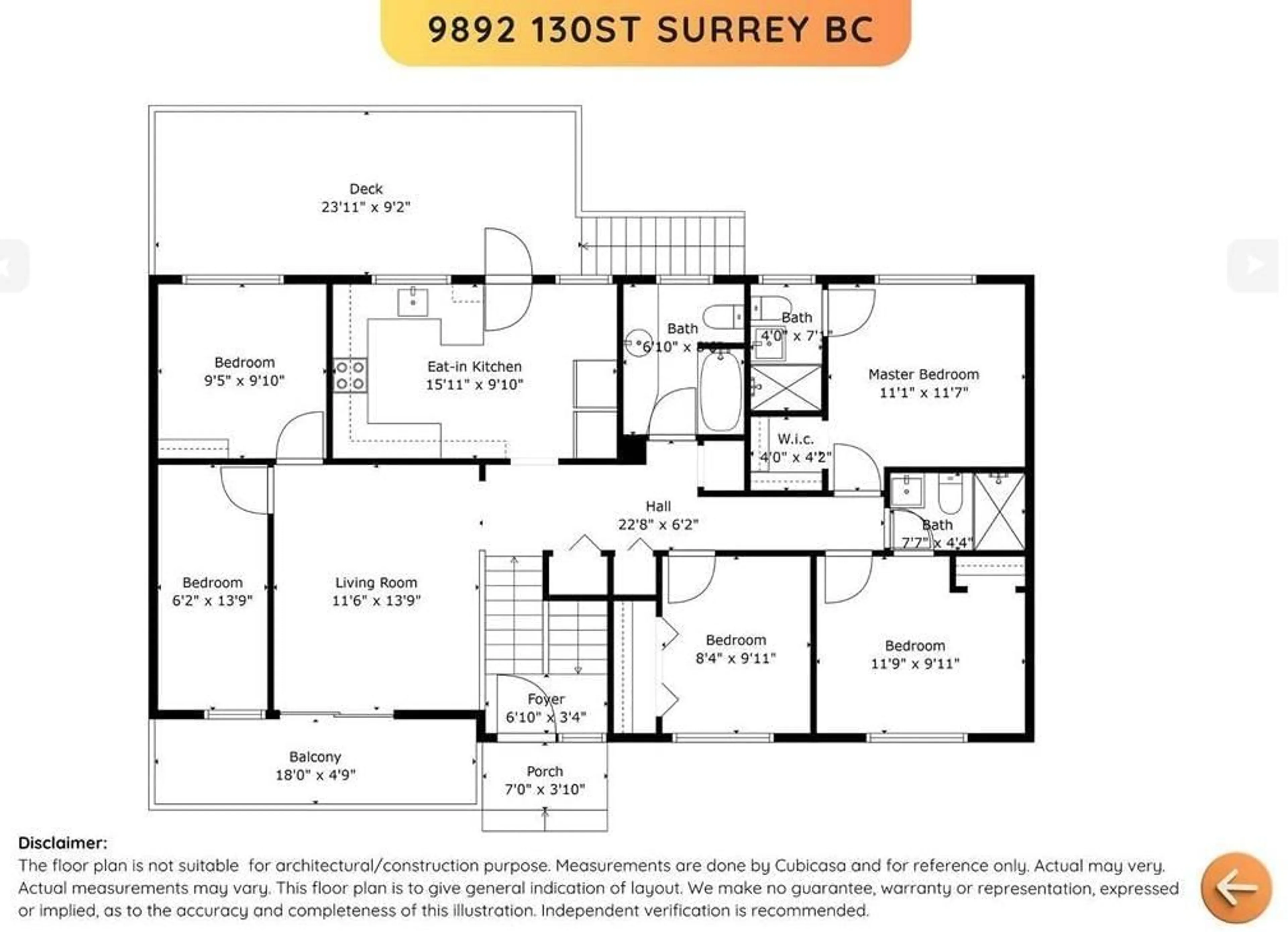 Floor plan for 9892 130 STREET, Surrey British Columbia V3T3L4